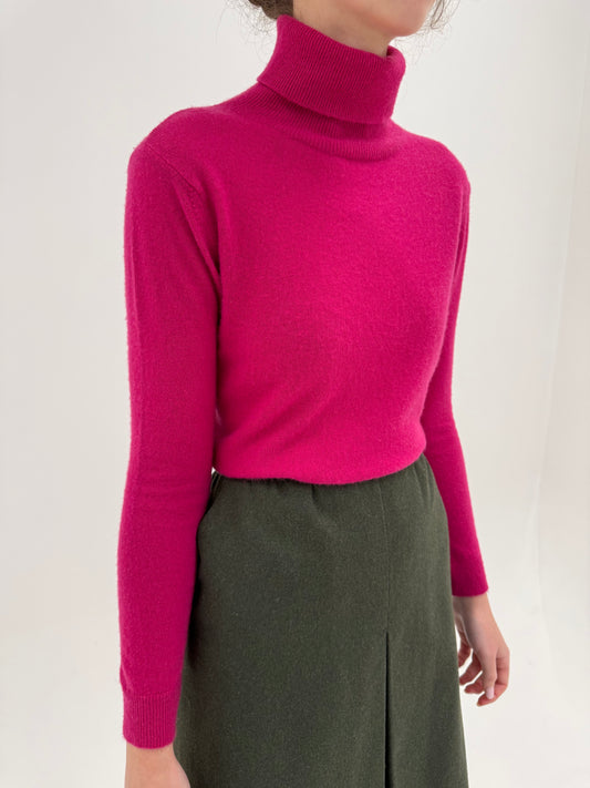 Maleta fucsia din lana extrafina și cașmir