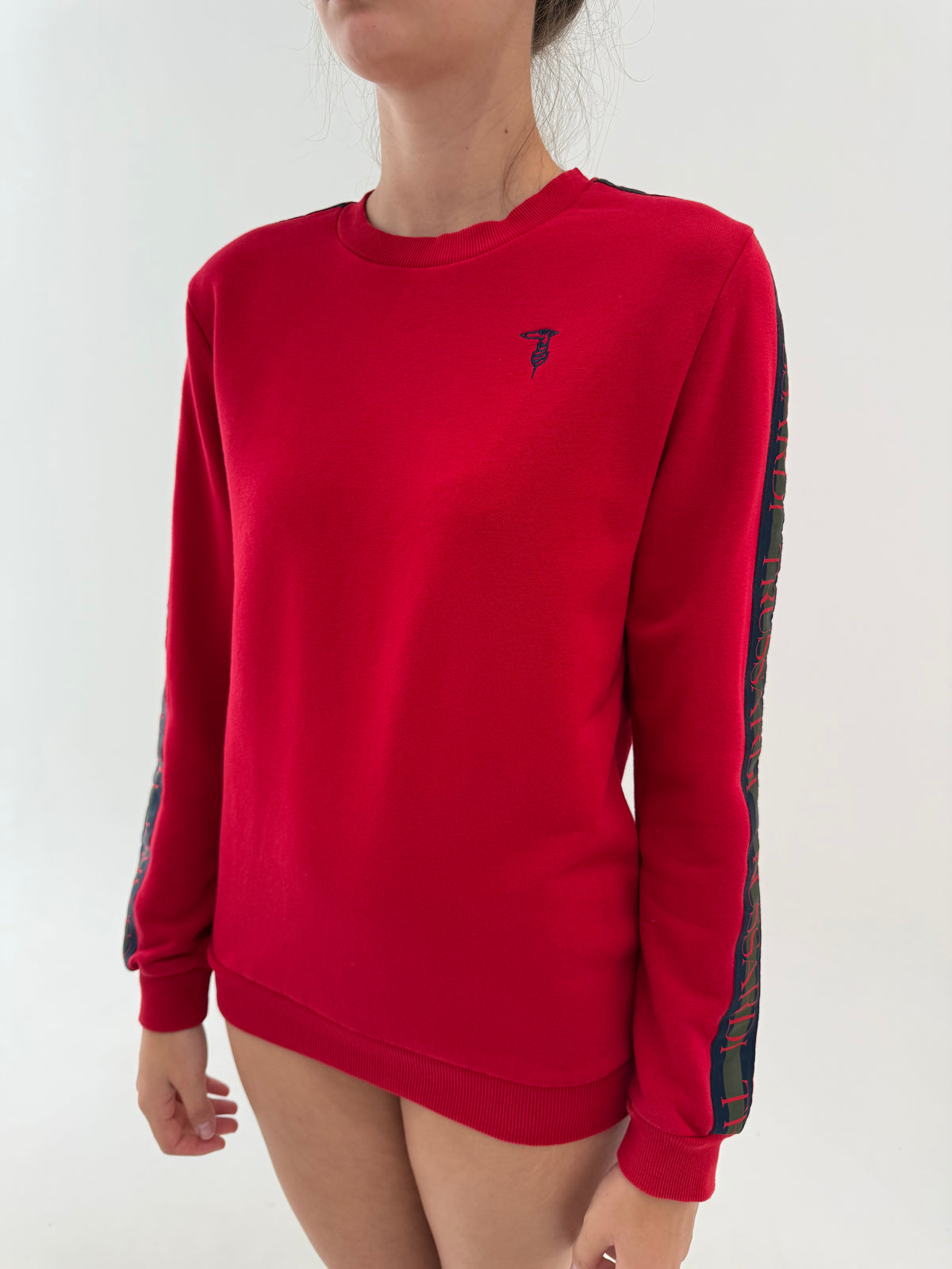 Bluză Trussardi cu influențe casual cherry red din molton de bumbac