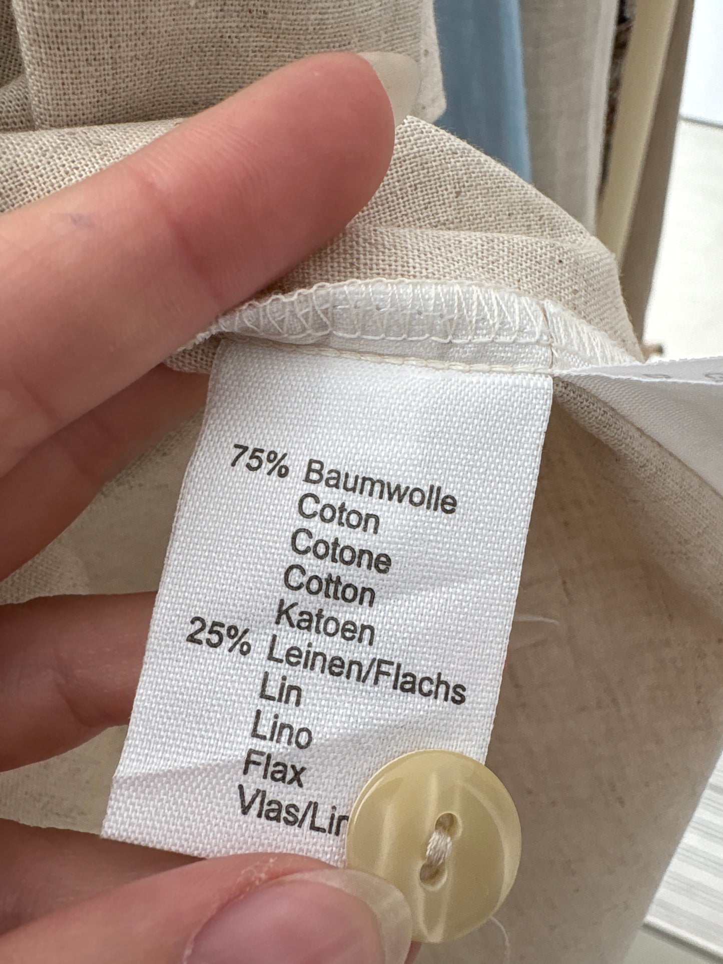 Cămașa sand nude din pânză de in și bumbac