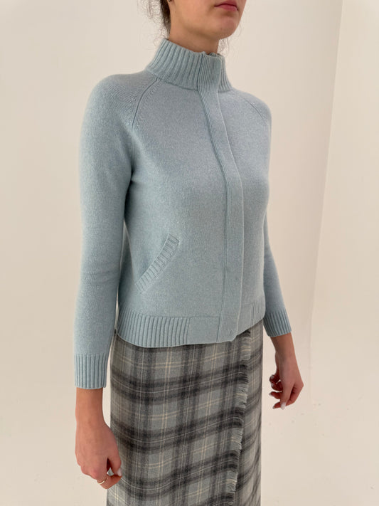 Jacheta din cașmir high end italian multiply baby blue cu influențe casual