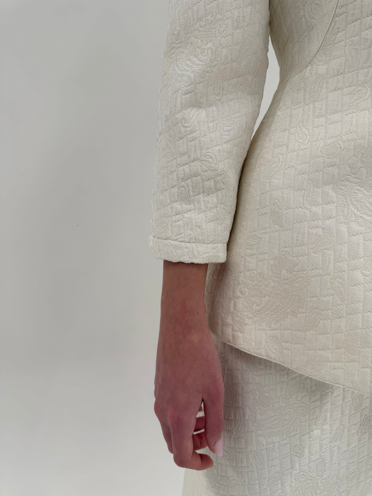 Deux piece old vintage anii 80 în stil Dior New Look din jacquard cu lana