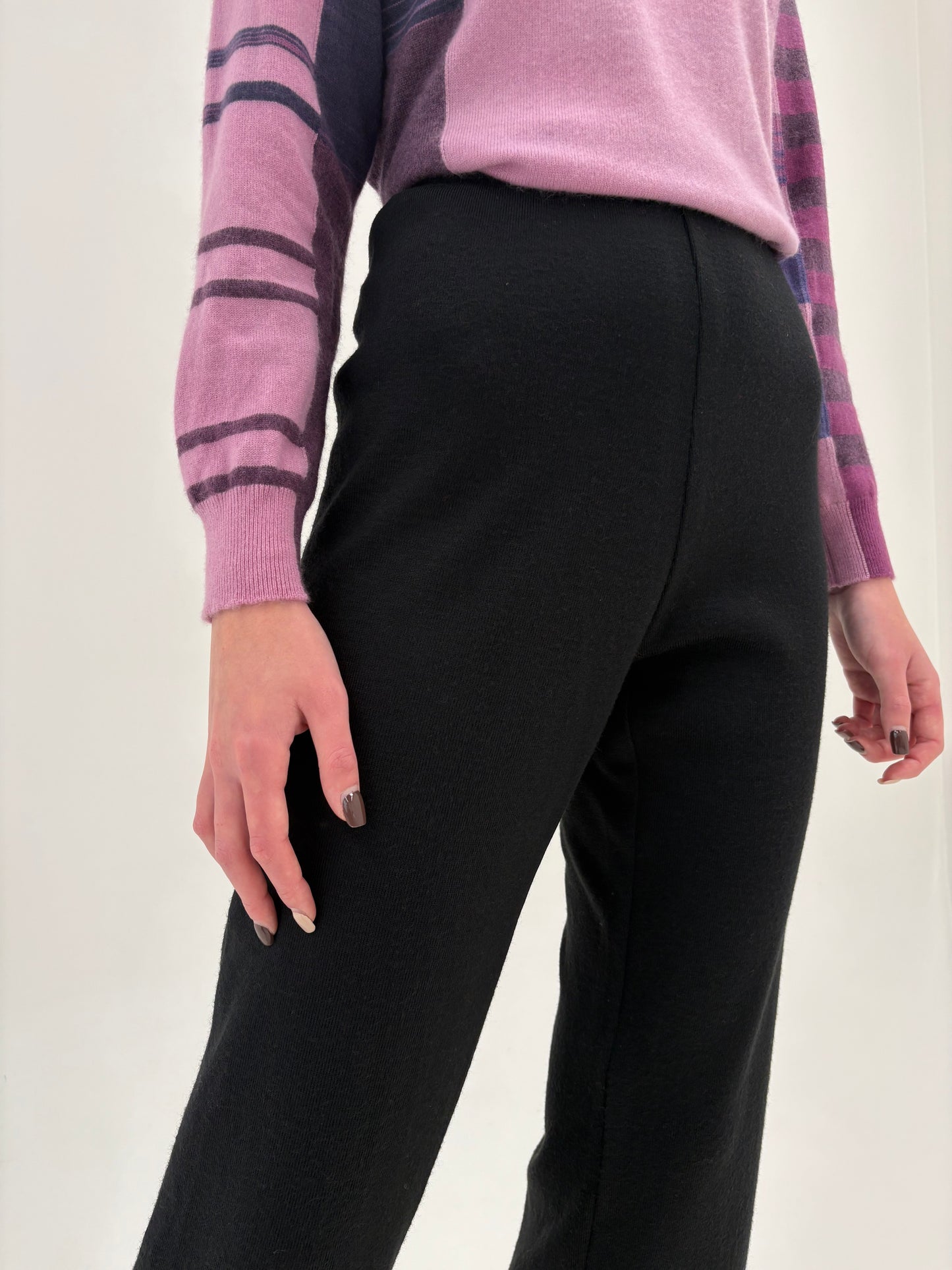 Pantaloni luxury de brand plus size Marina Rinaldi din tricot de lana extrafina