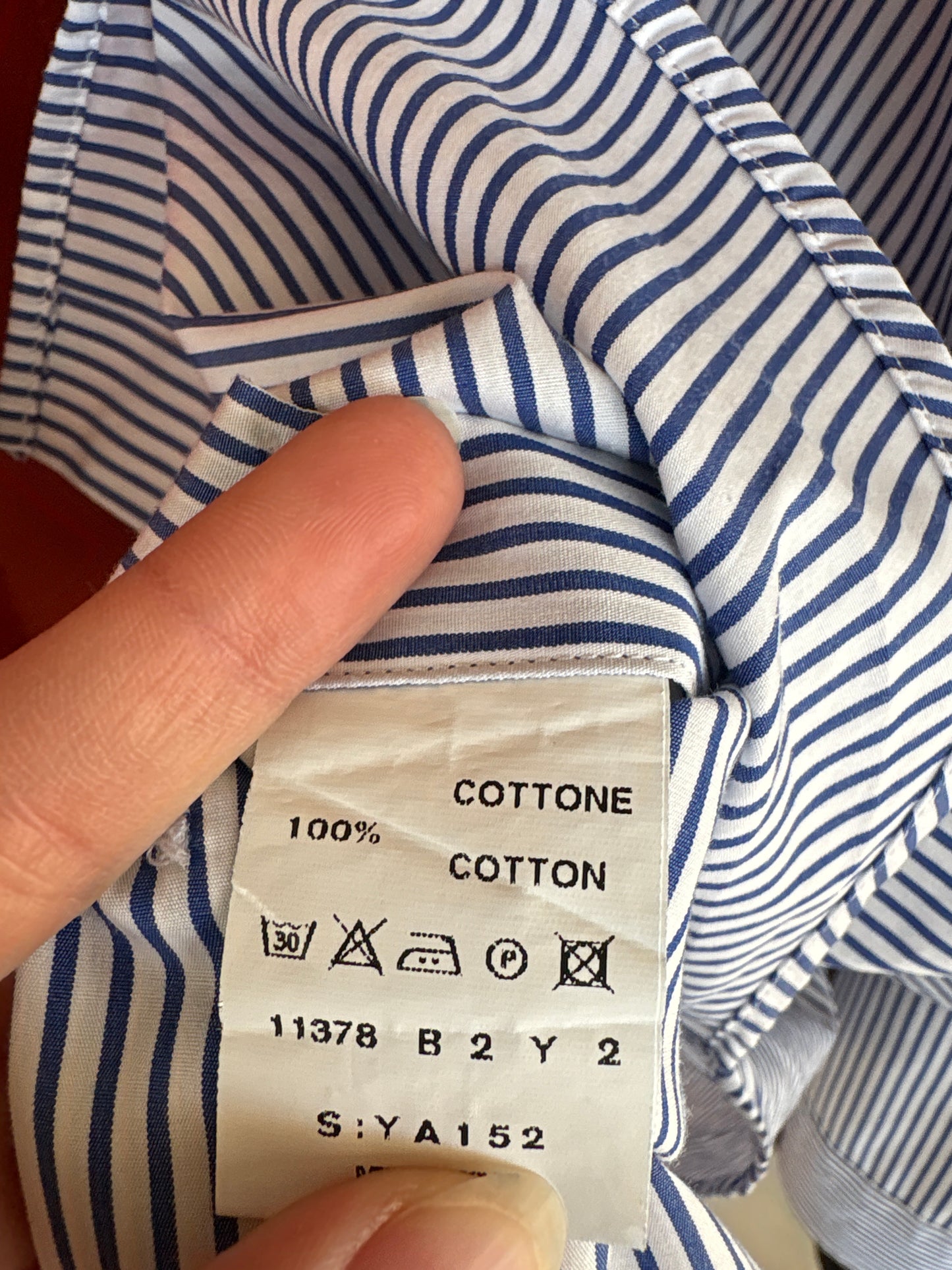 Cămașa high end italiană din bumbac egiptean cu dungi Navy blue