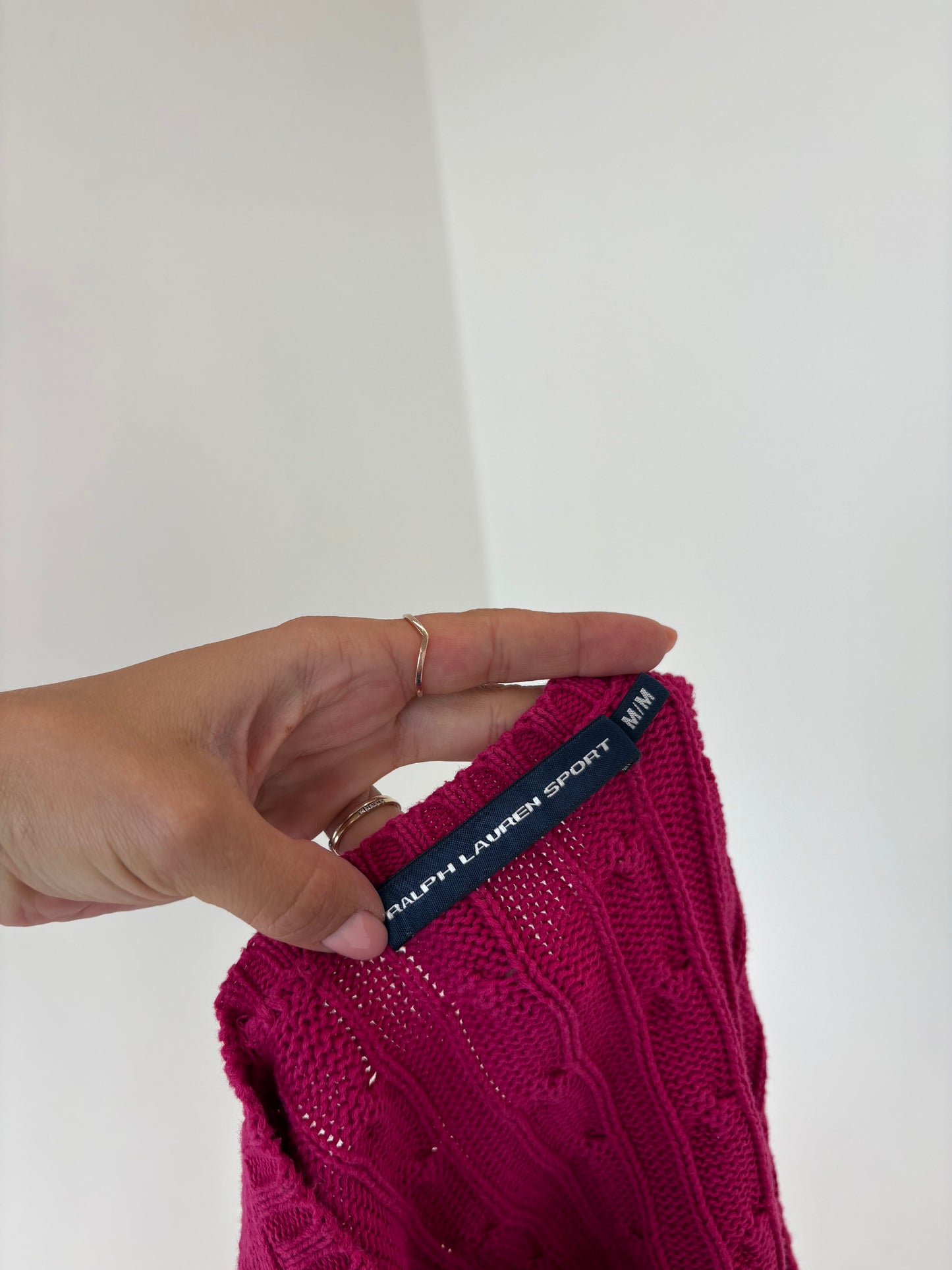 Pulover cu torsade fucsia Ralph Lauren din bumbac cu torsade