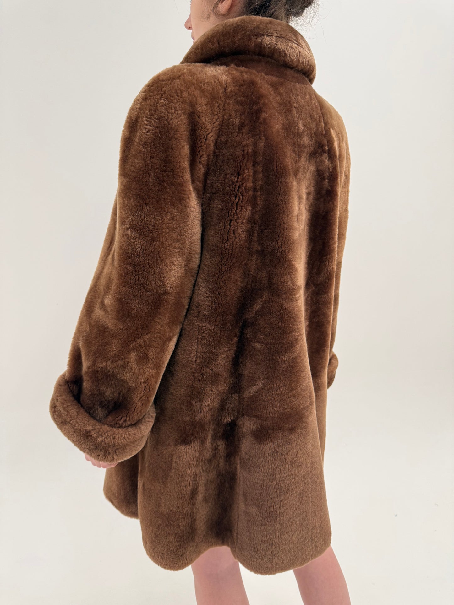 Blană naturală mouton în stil Teddy Coat în nuanța superbă de caramel