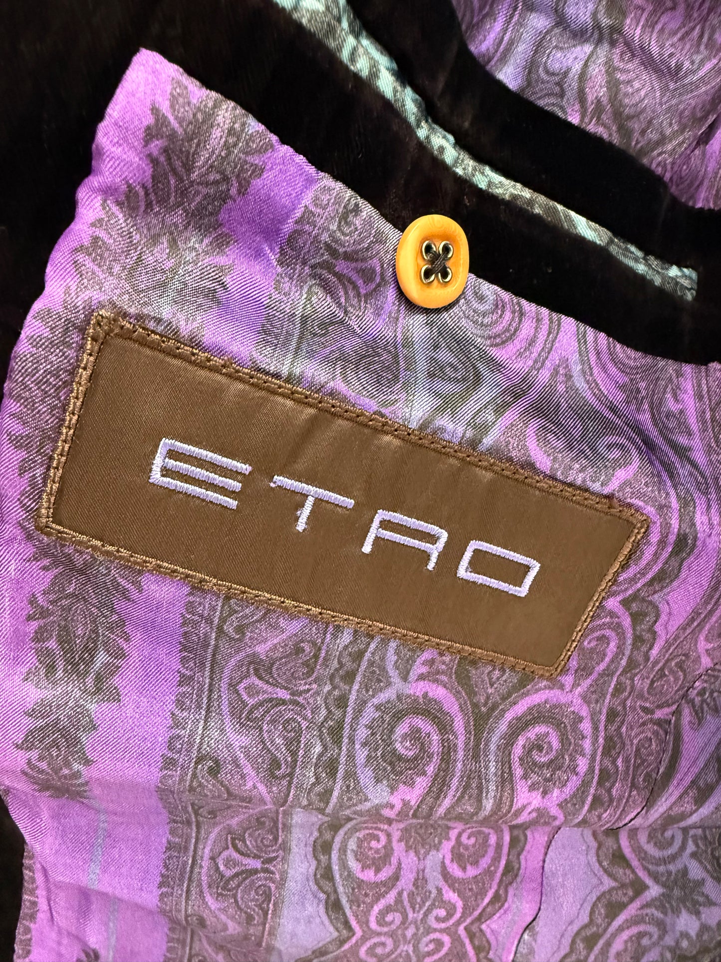 Sacou luxury Etro din catifea excepțională cu interior din mătase naturală specific