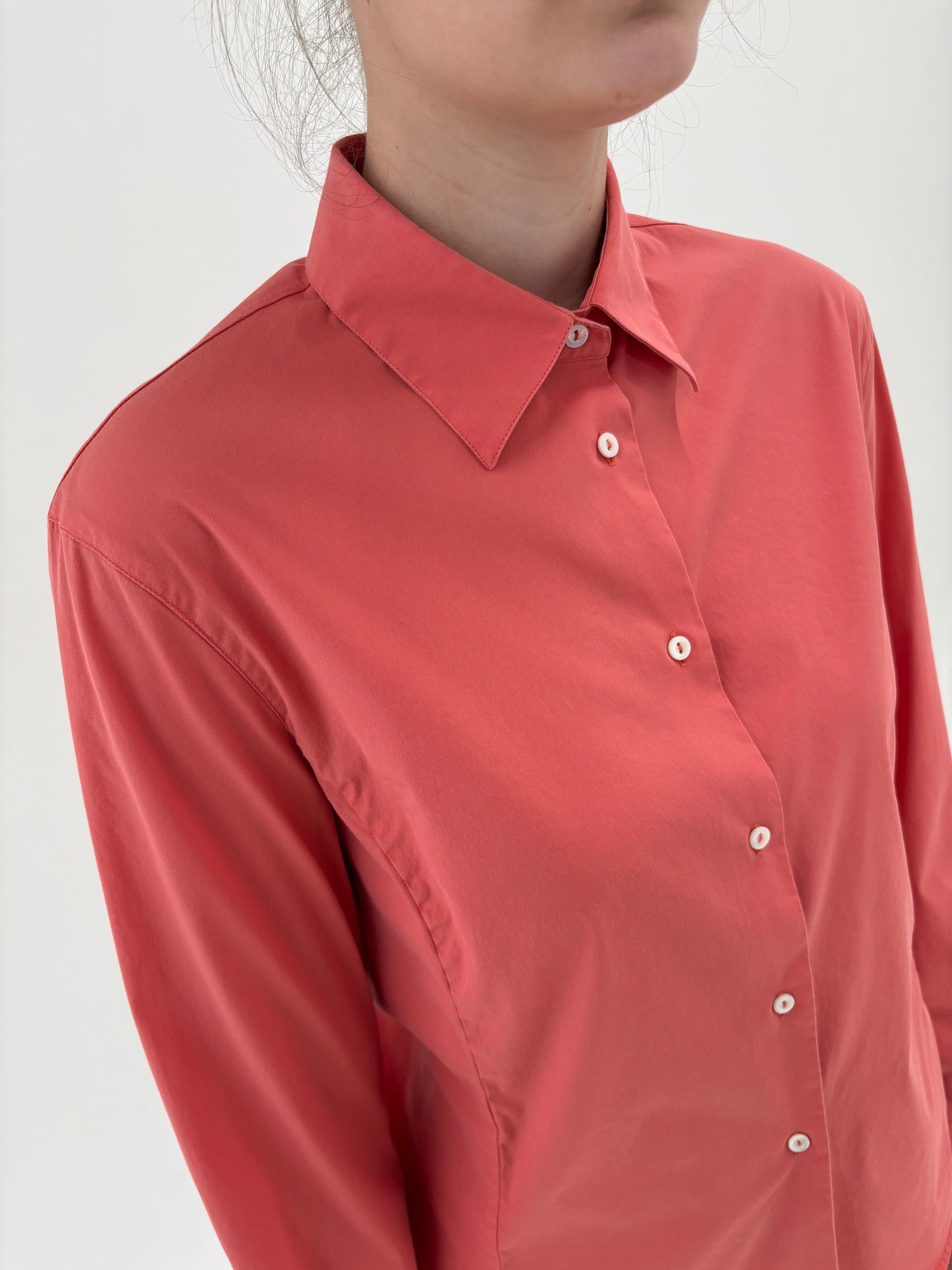 Cămașa Loro Piana din poplin ultra confort salmon Pink