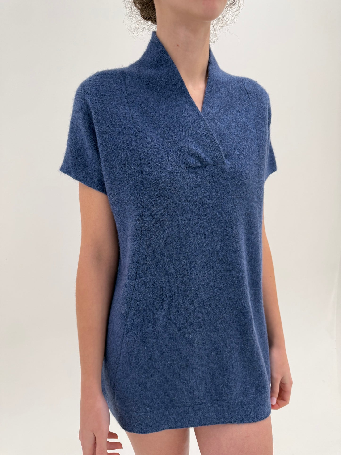 Top jeans blue luxury Madeleine din lana merino și cașmir