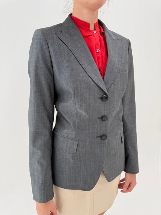 Sacou Max Mara clasic din lana extrafina și mătase naturală ușor cambrat