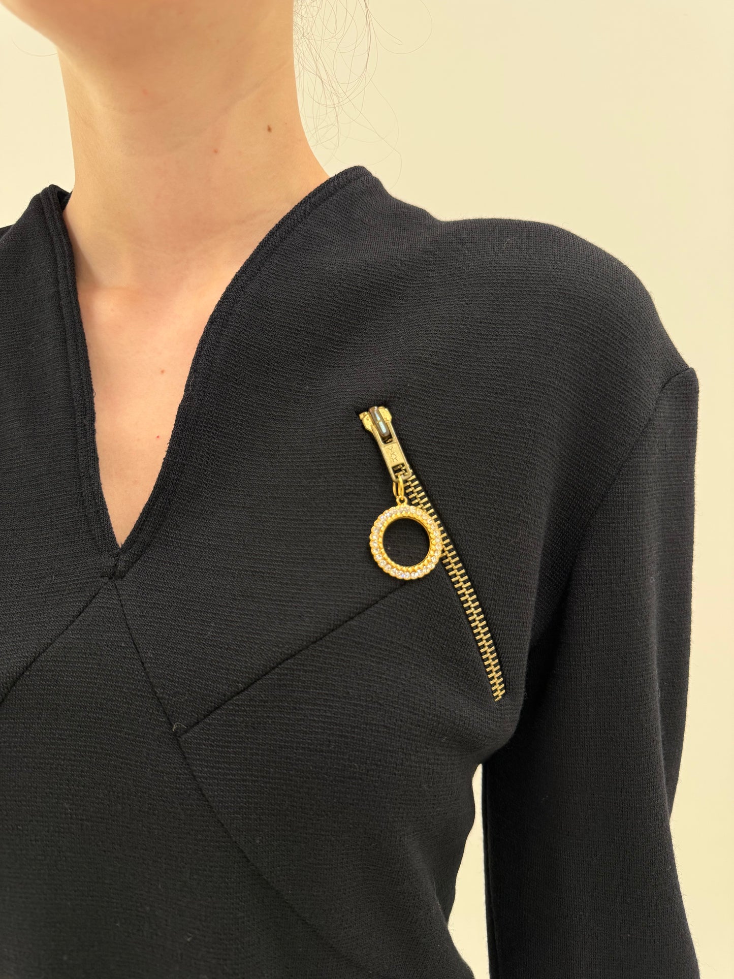 LBD Rocco Barocco old vintage anii 80 din jerse extrafin de lan subțire