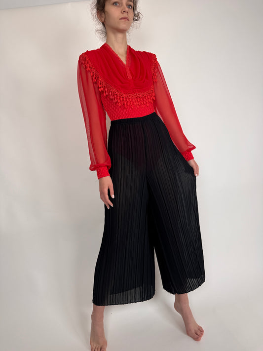 Pantaloni palazzo cu talie ultra înaltă