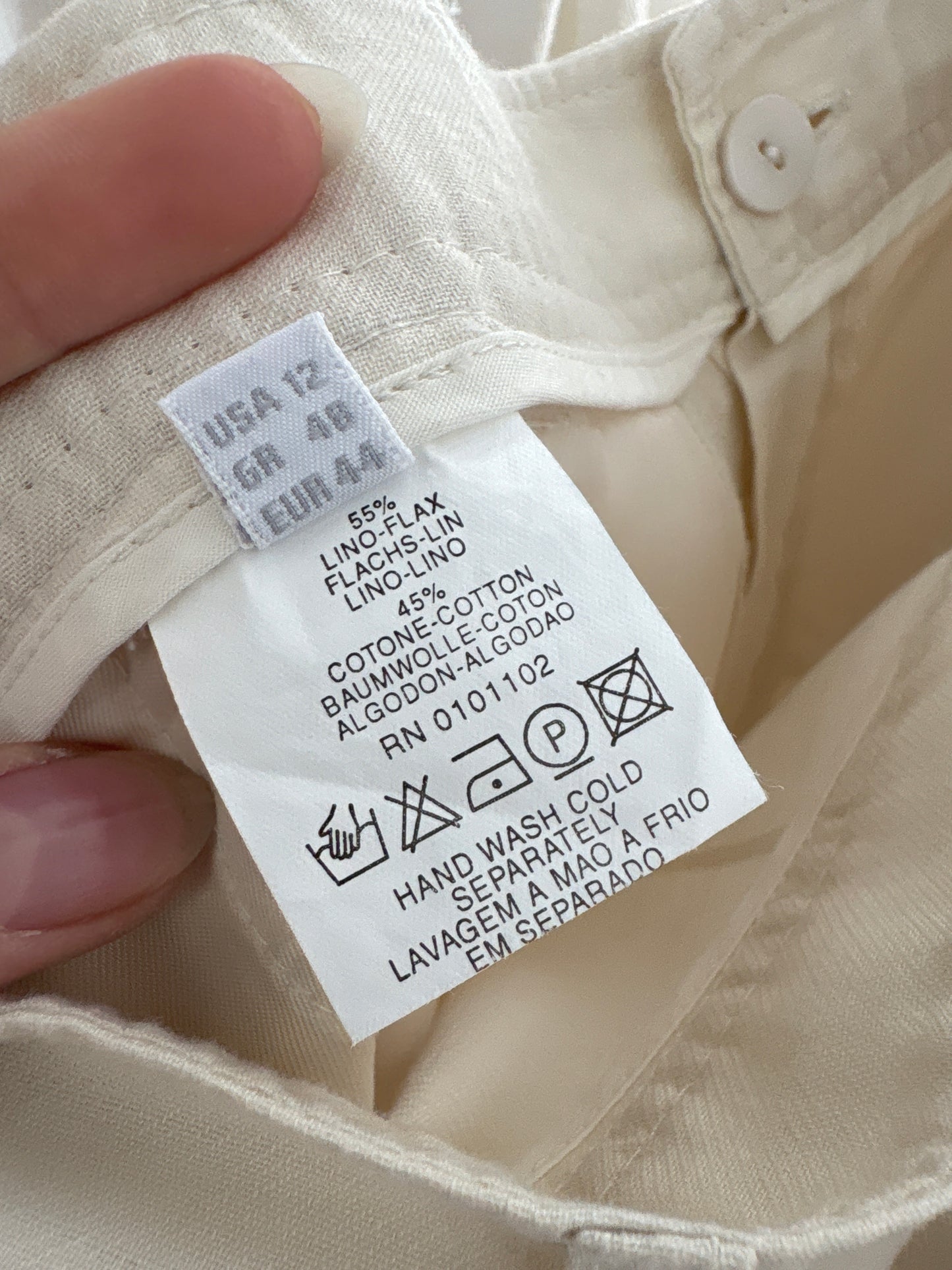 Pantaloni premium palazzo off white din pânză de in și bumbac