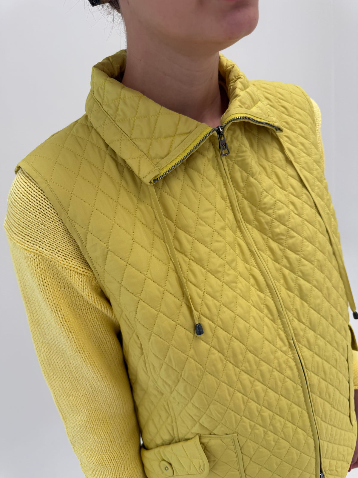 Vestă Max Mara lime yellow soft padded matlasata cu influențe casual