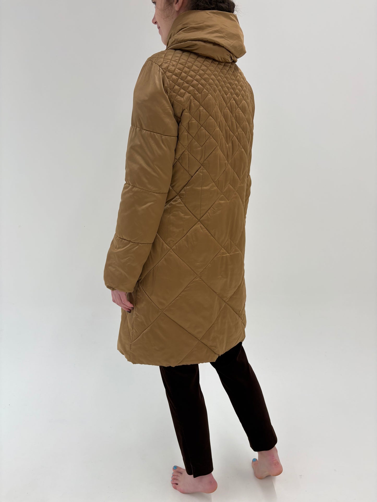 Geacă business lungă camel italiana la matlasata groasă