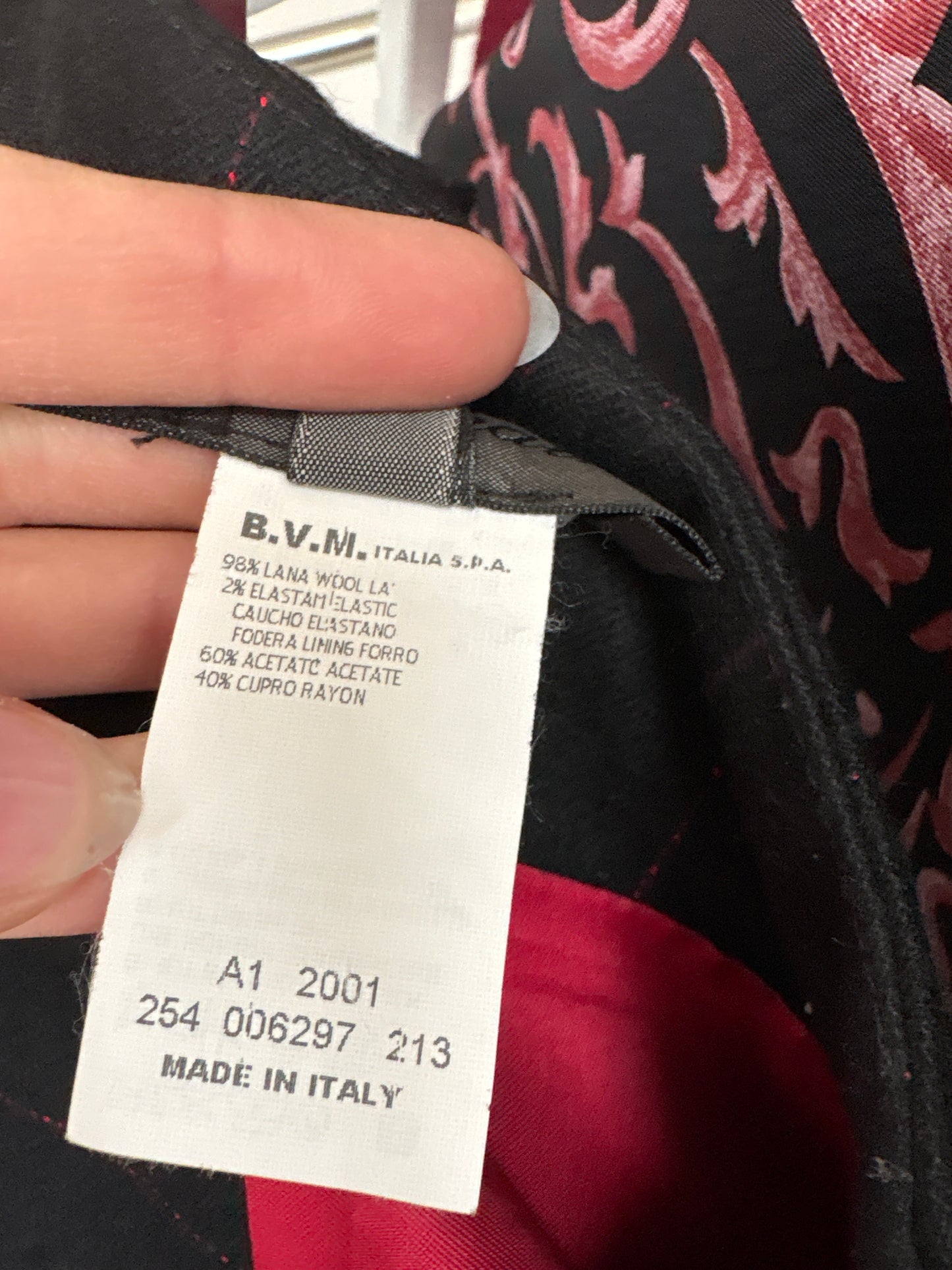 Fustă de brand luxury Les Copains din lana neagră cu dungi fine cherry red