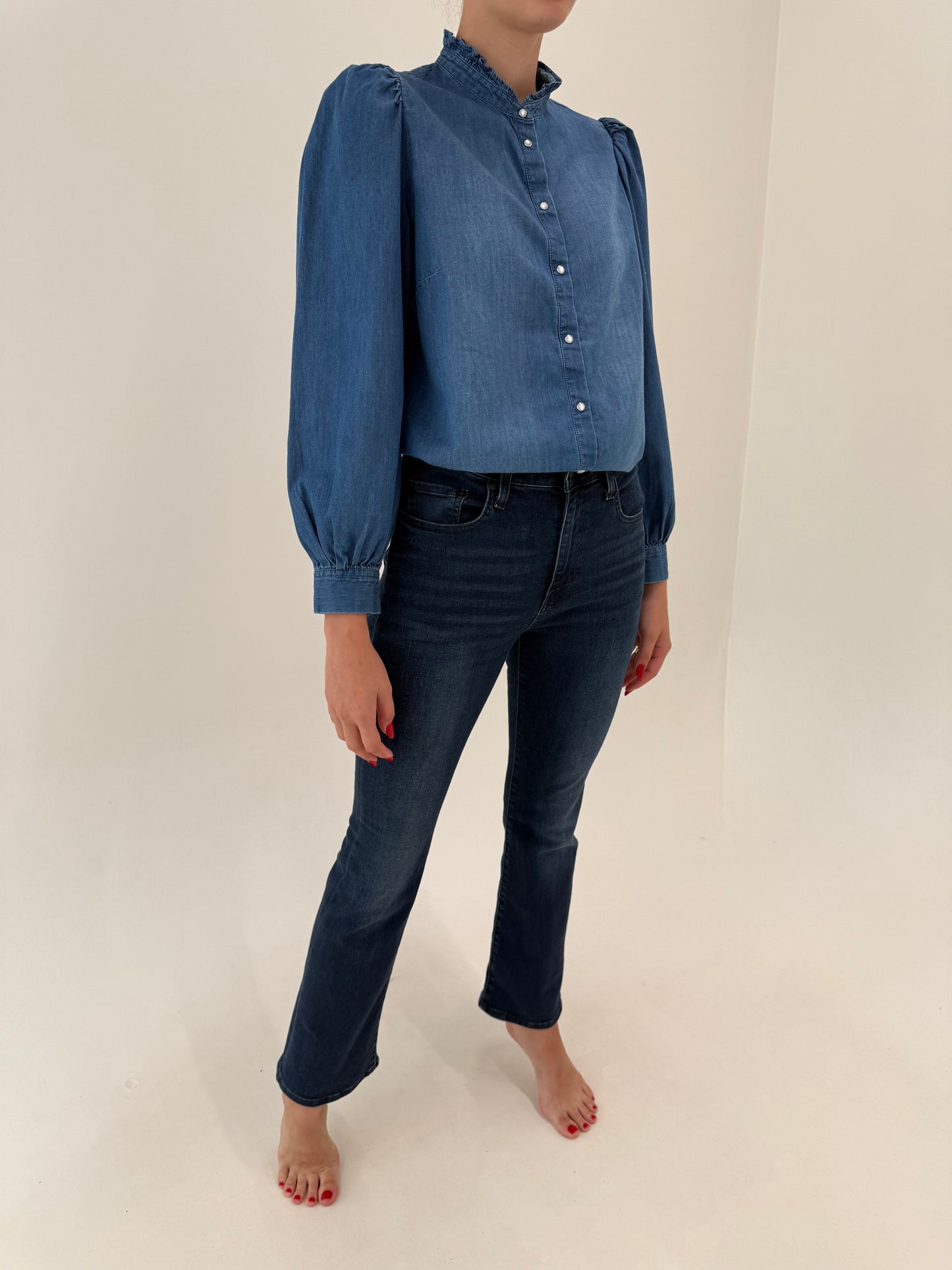 Jeans Levi’s high rise bootcut dark wash tall modelatori din bumbac și lyocel