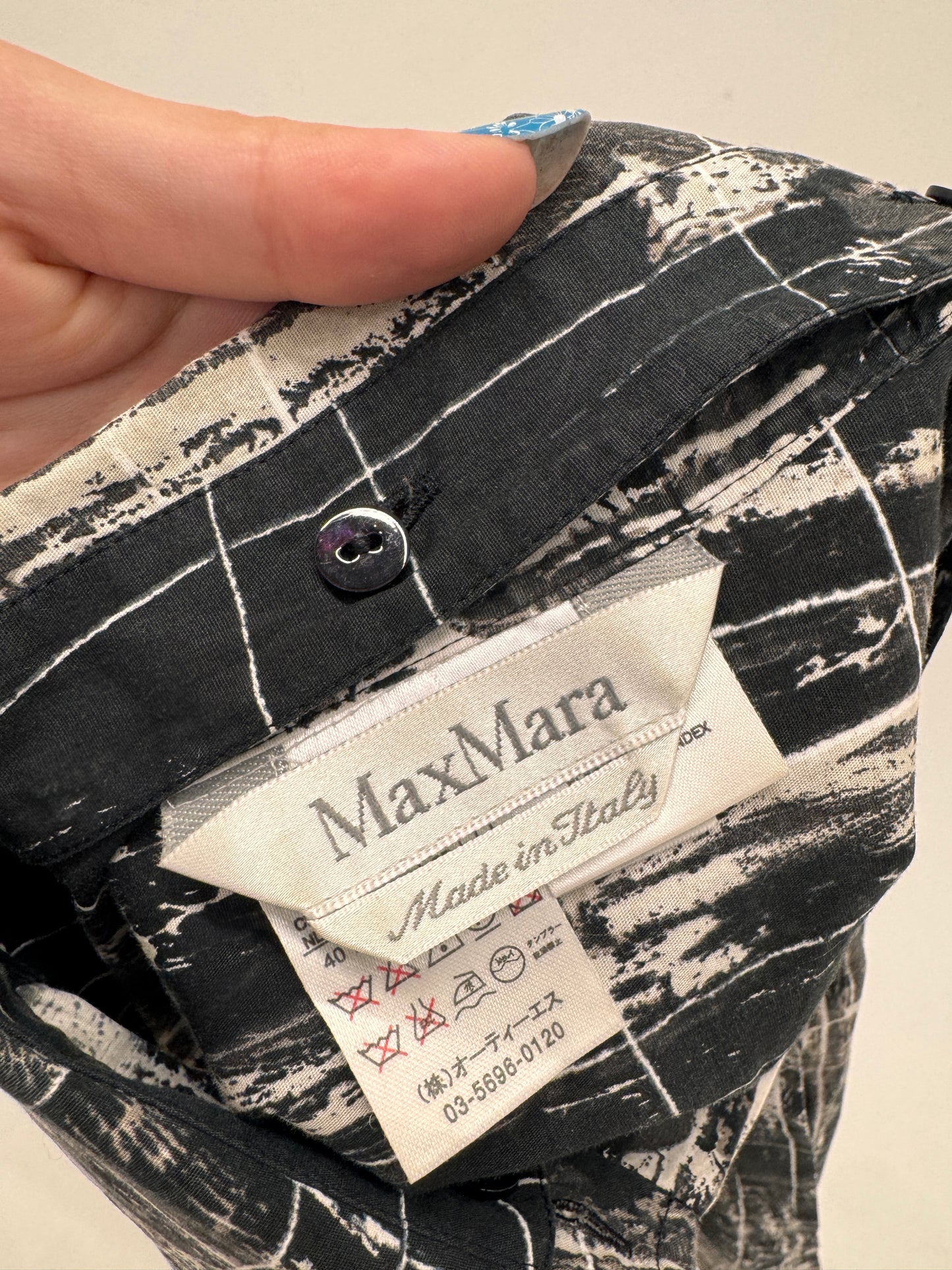 Cămașa Max Mara cu guler detașabil și print spectaculos din canvas de bumbac