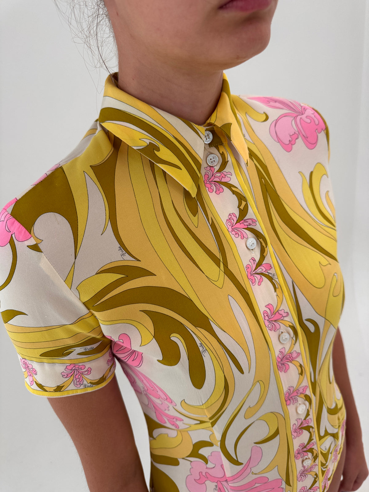 Cămașa Emilio Pucci din mătase naturală pcu print specific brandului