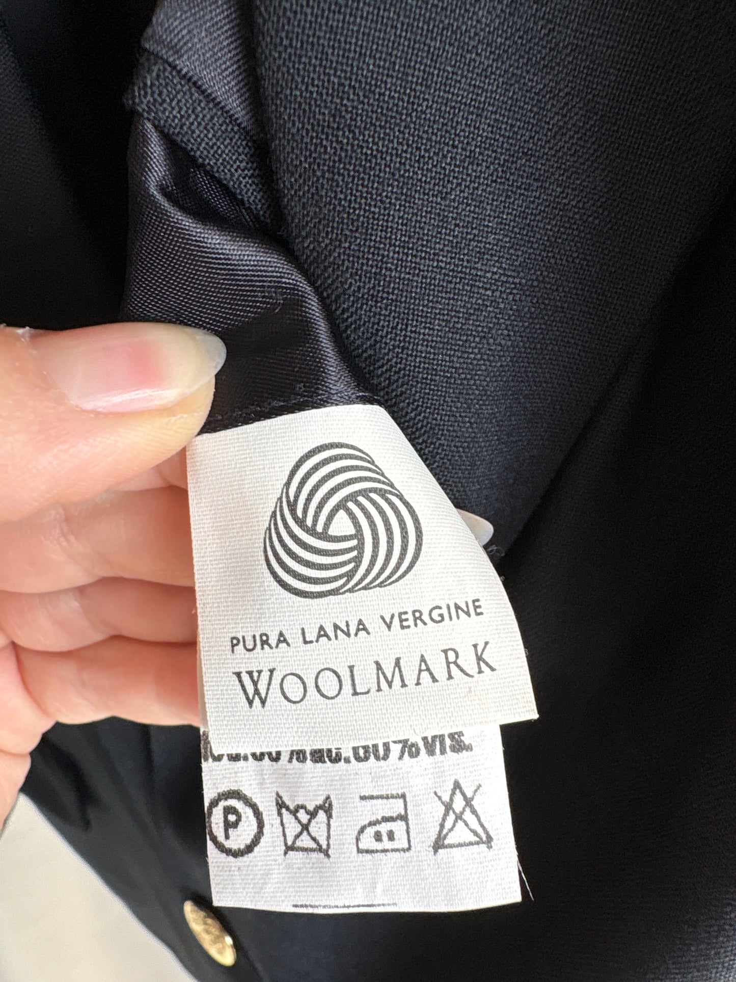 Sacou italian Navy cu nasturi metalici aurii din stofă worsted de lana pura