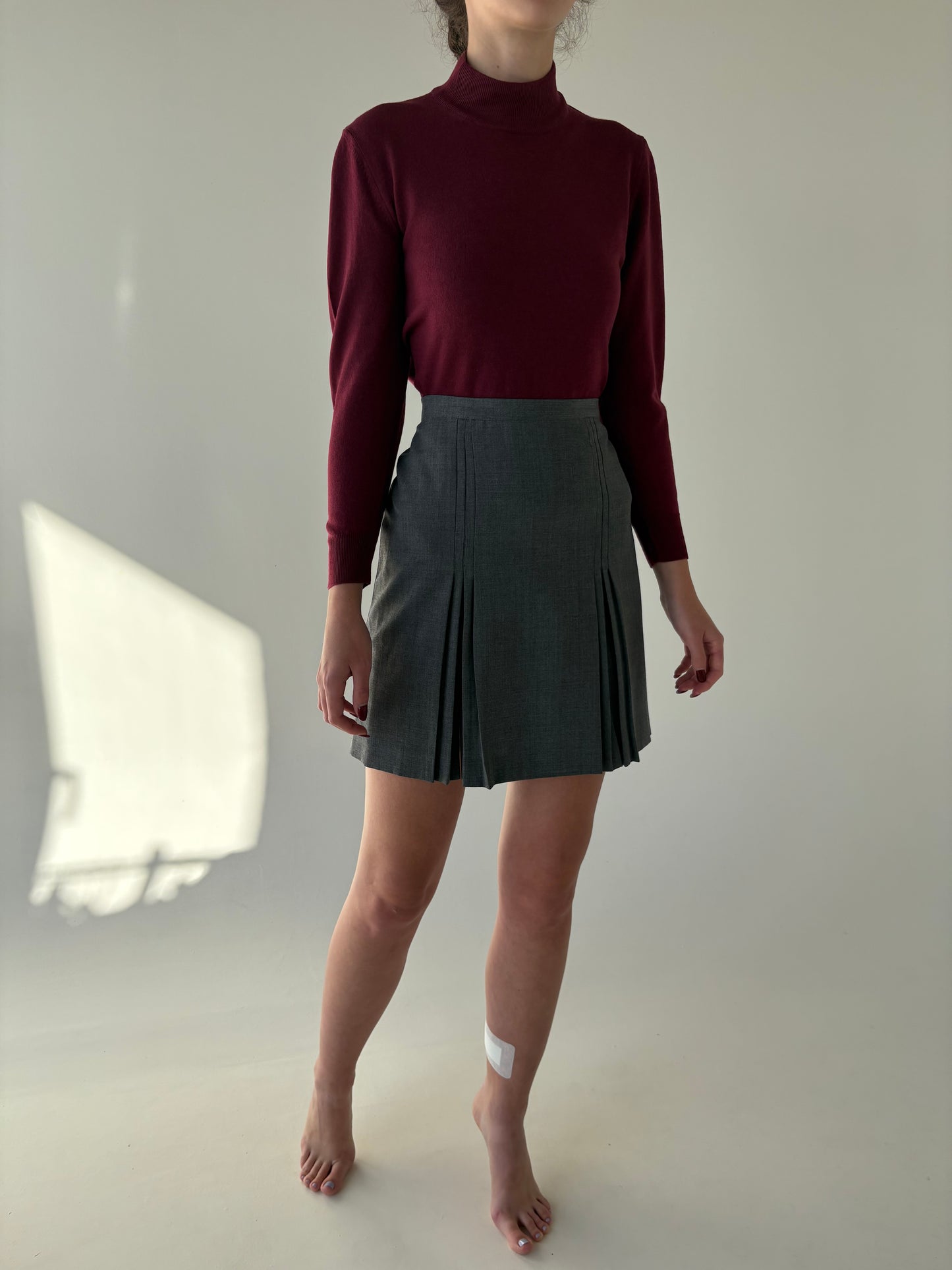 Fustă super premium mini plisată italiană din lana extrafina