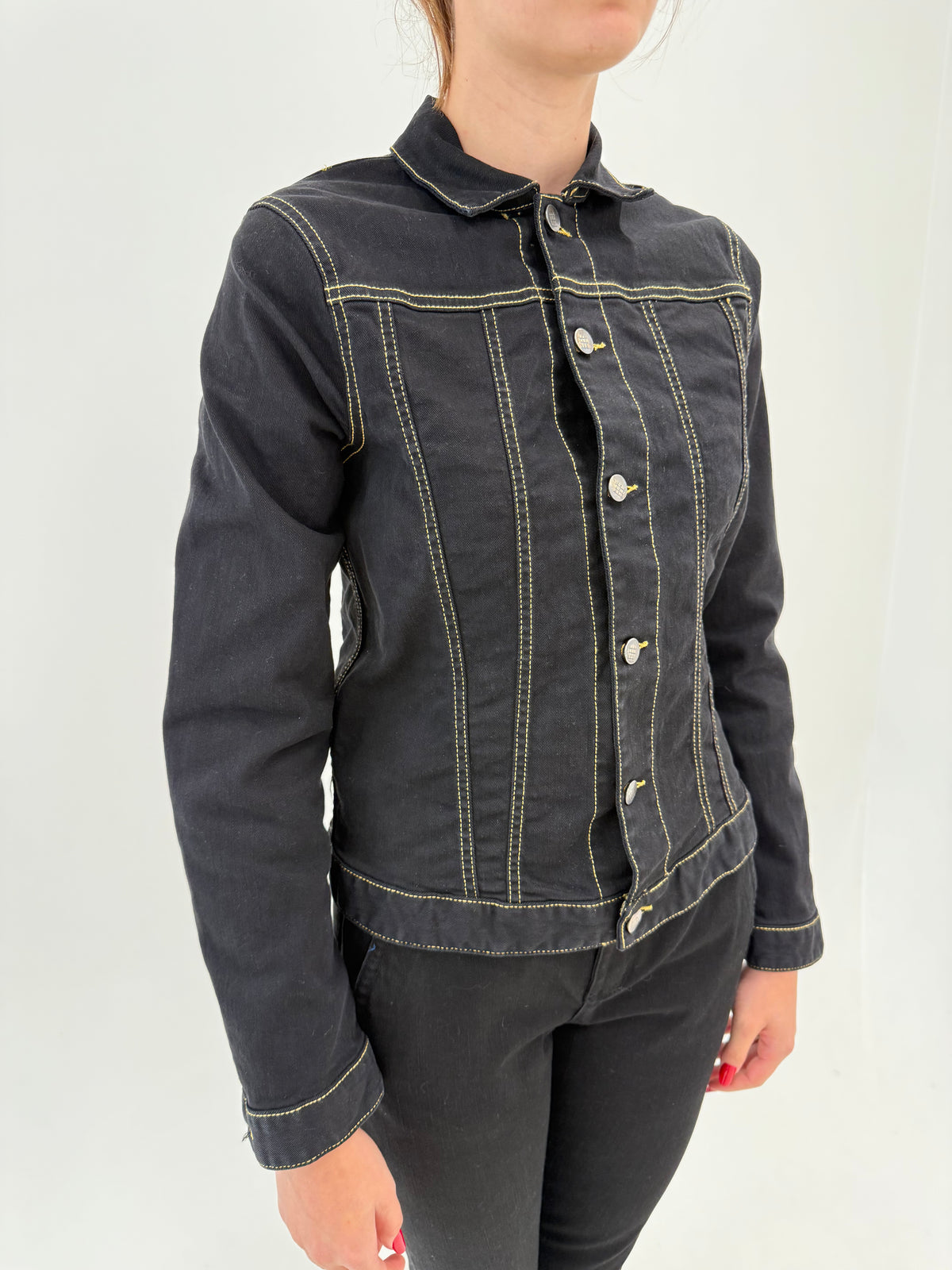 Geaca Dsquared din jeans negru ultra confort modelator