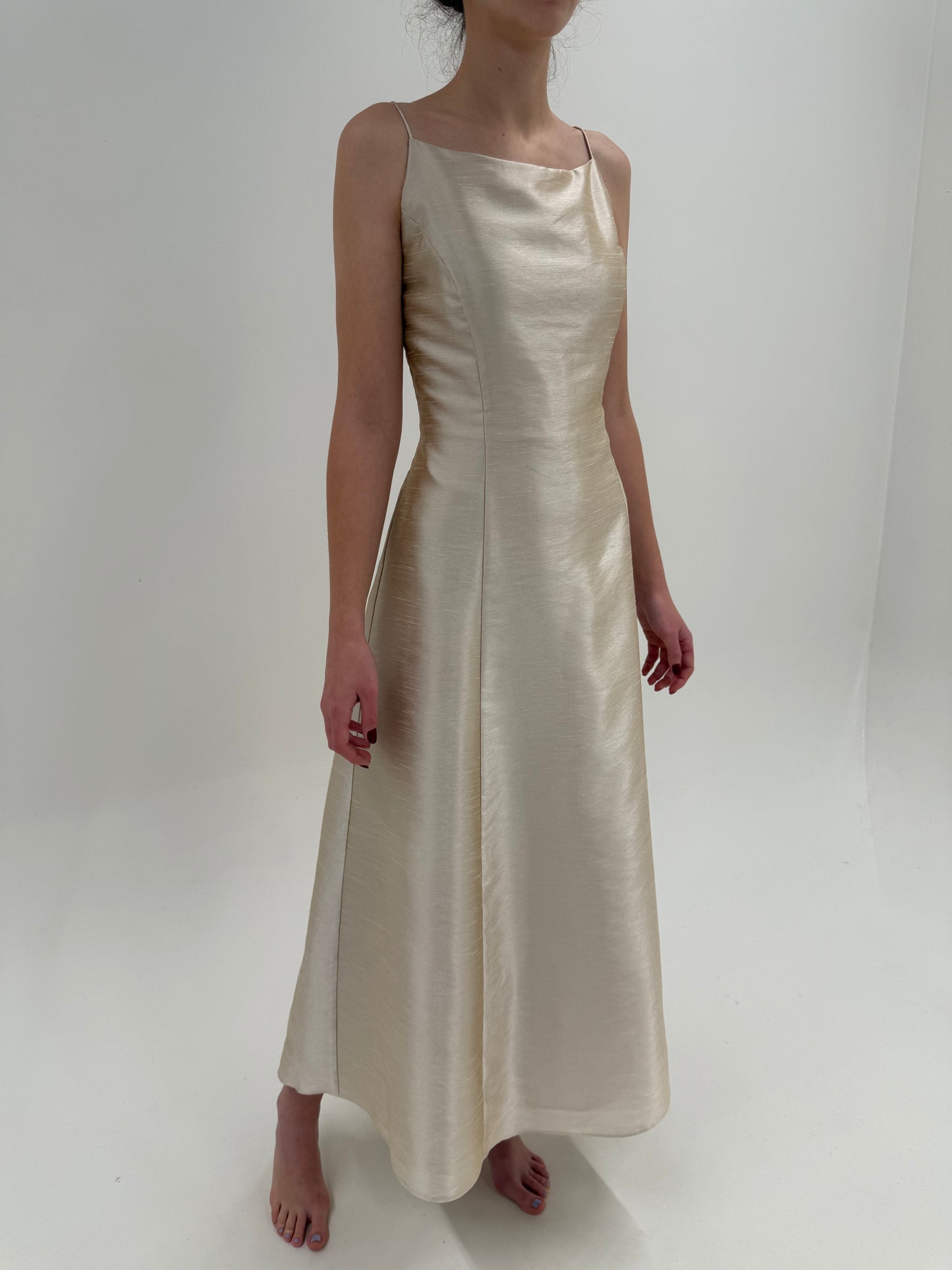 Rochie vintage maxi perlata din shantung cu stole inclus asortat