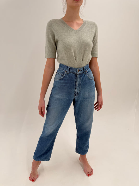 Jeans vintage Valentino cu talie ultra mom fit classic wash taller