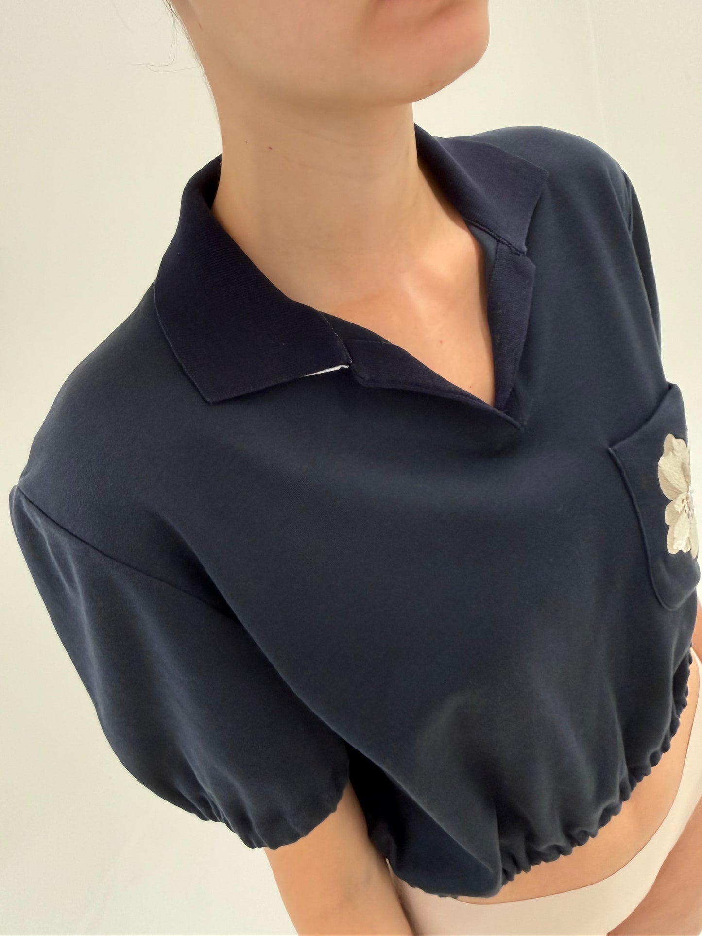 Top polo Valentino cu broderie din bumbac excepțional