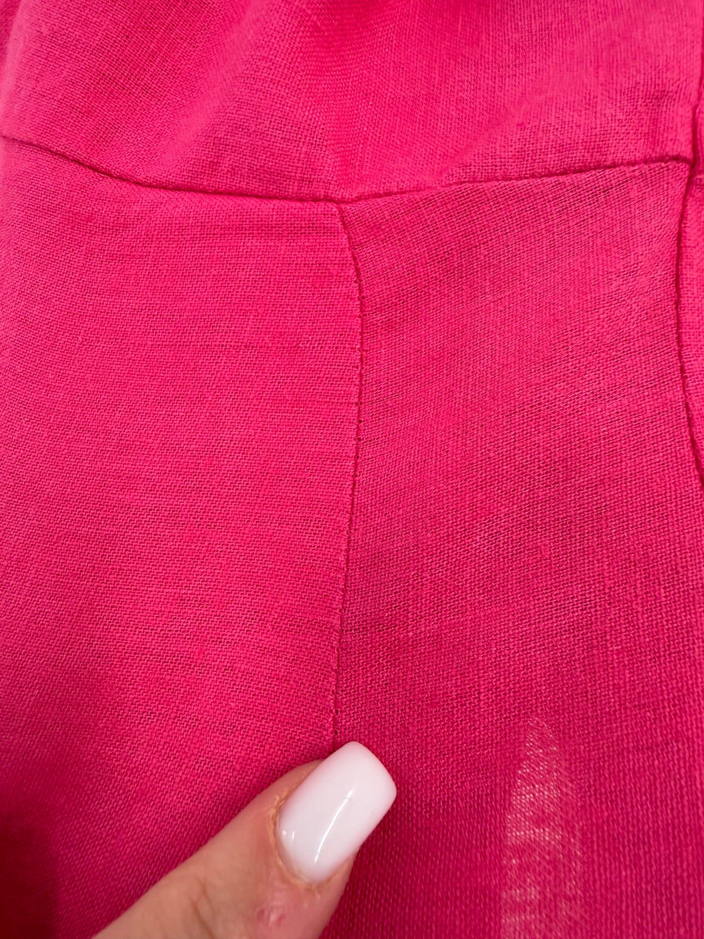 Rochie din in premium fucsia în croi lejer ultra confort
