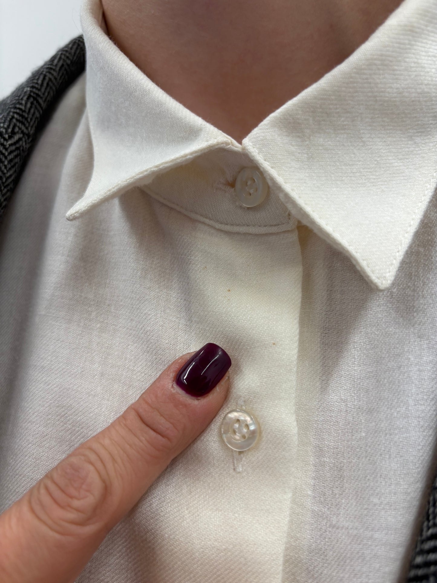 Cămașa butter white din lana extrafina