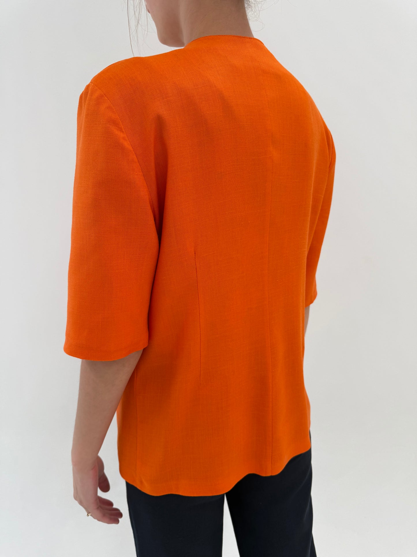 Sacou vintage italian oranj cambrat cu nasturi metalici  aurii din in premium