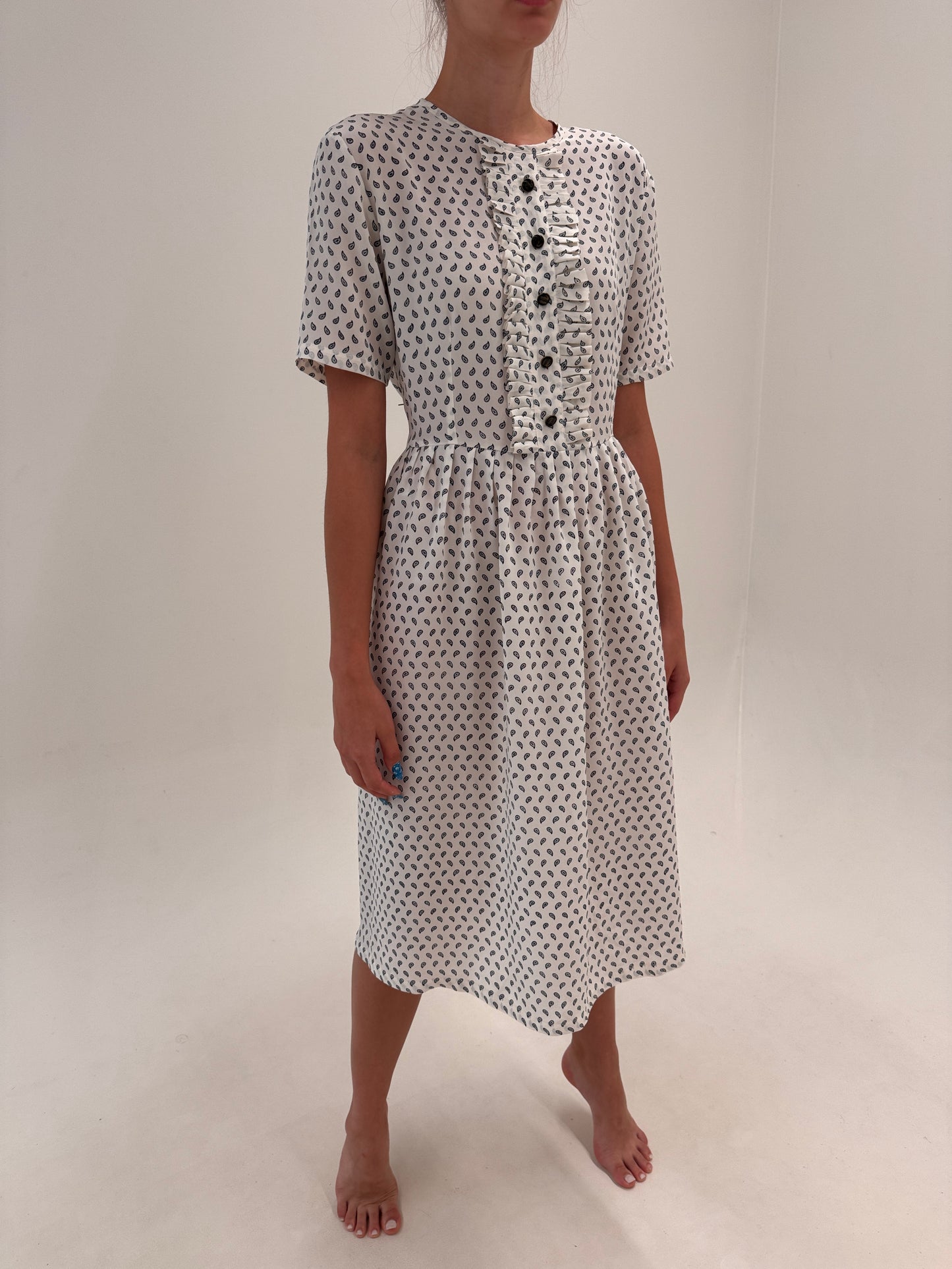 Rochie din mătase naturală cu jabou și talie ultra înaltă marcată midi spre maxi