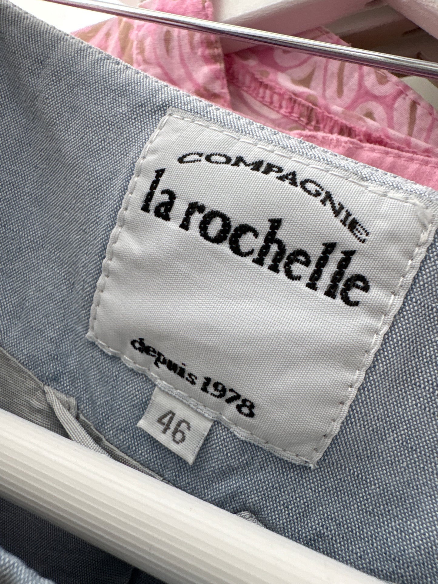Sacou baby blue în croi minimalist stil Chanel din pânză de in și vascoza