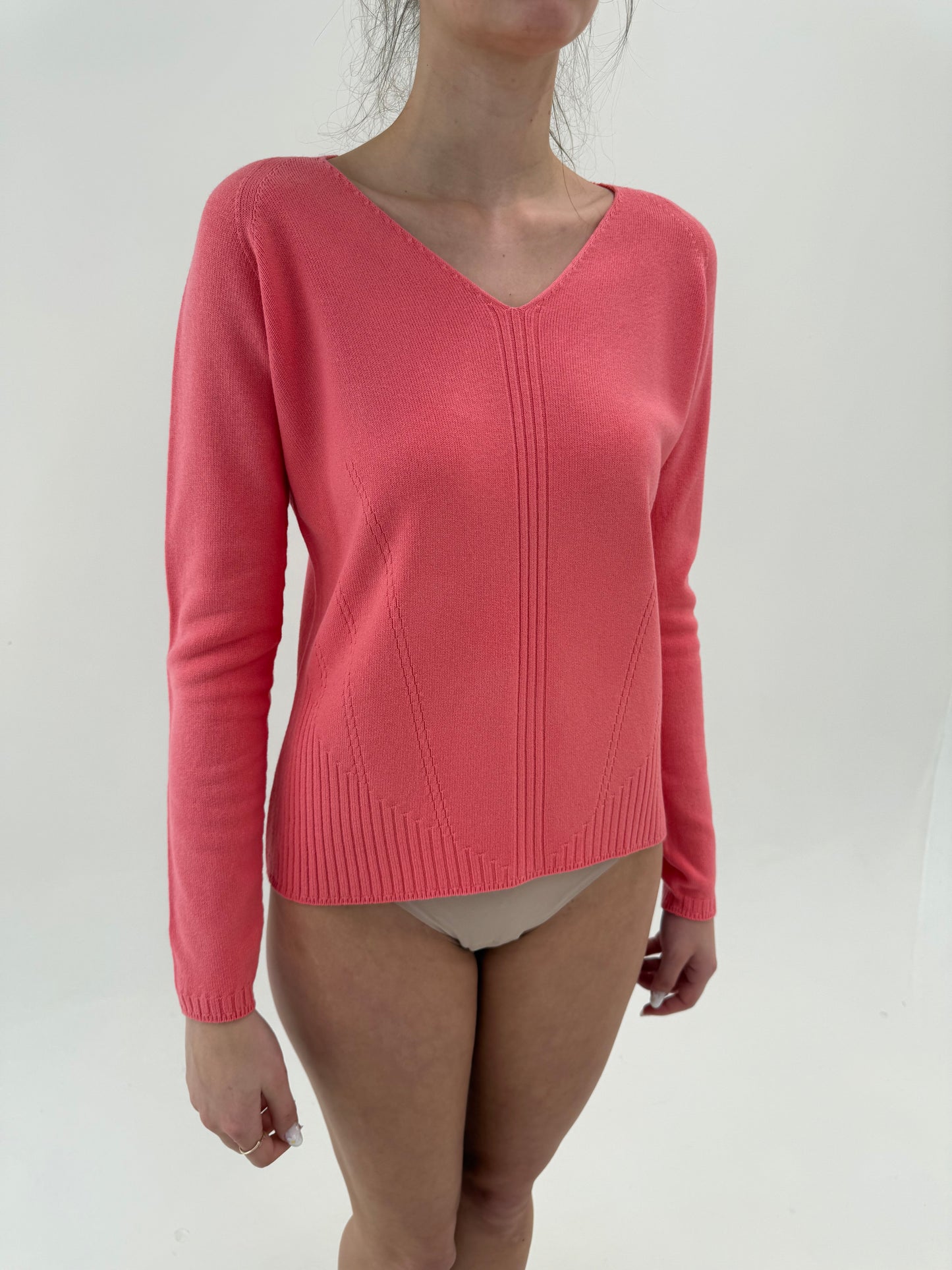 Puloveras italian din bumva de gramaj mare salmon Pink în anchior