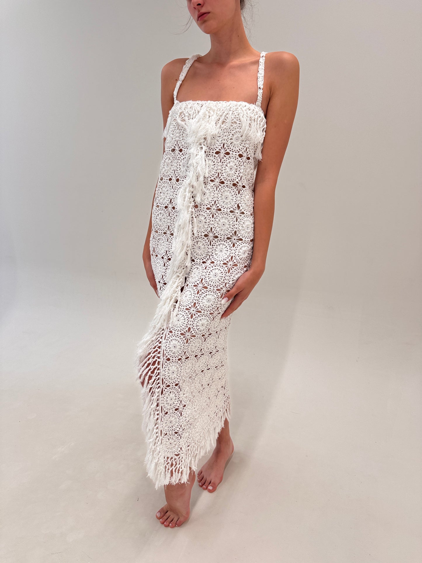 Rochie maxi spectaculoasă tall din macrame lucrat manual