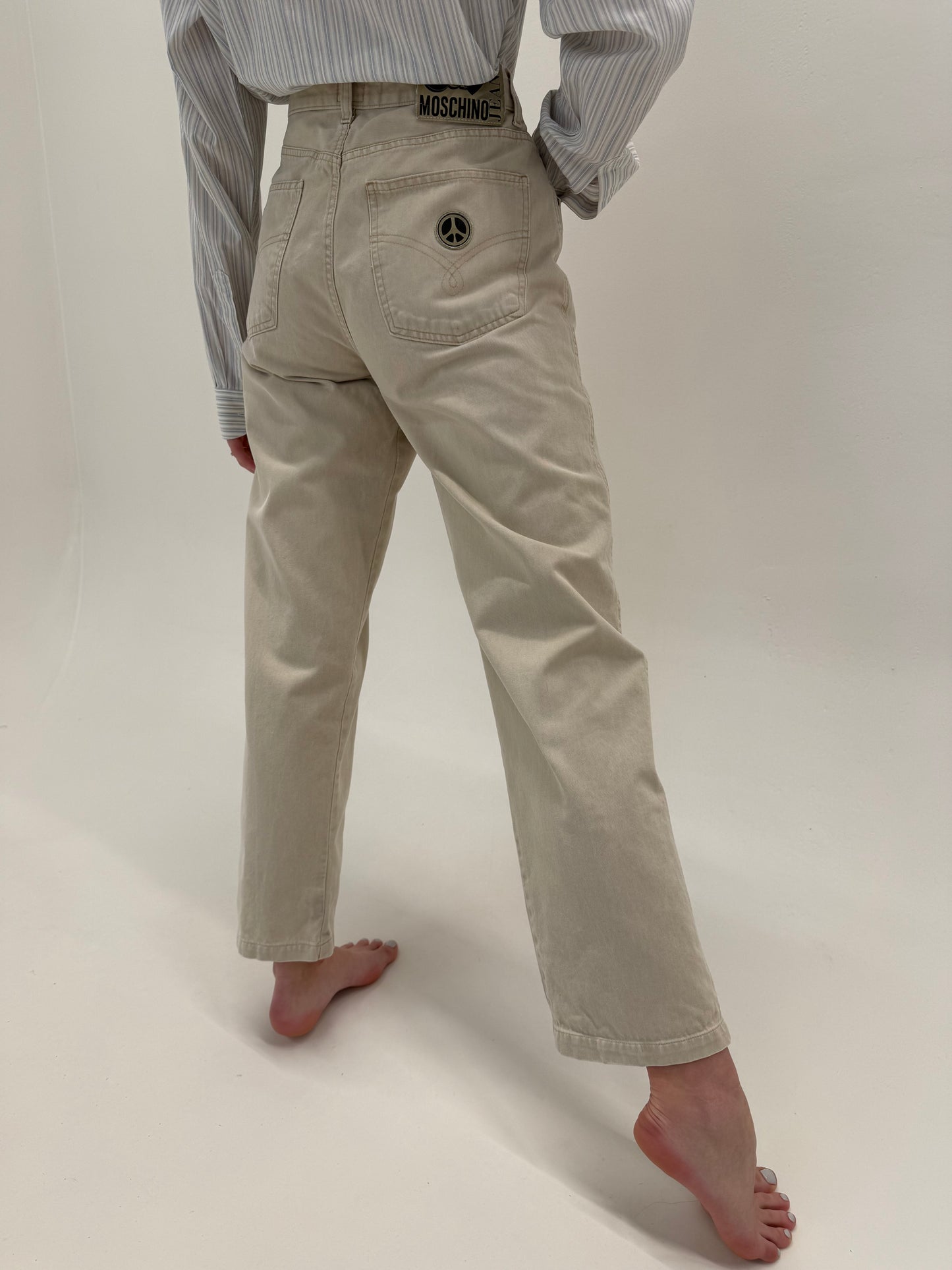 Jeans vintage tall Moschino camel cu talie ultra înaltă mom fit