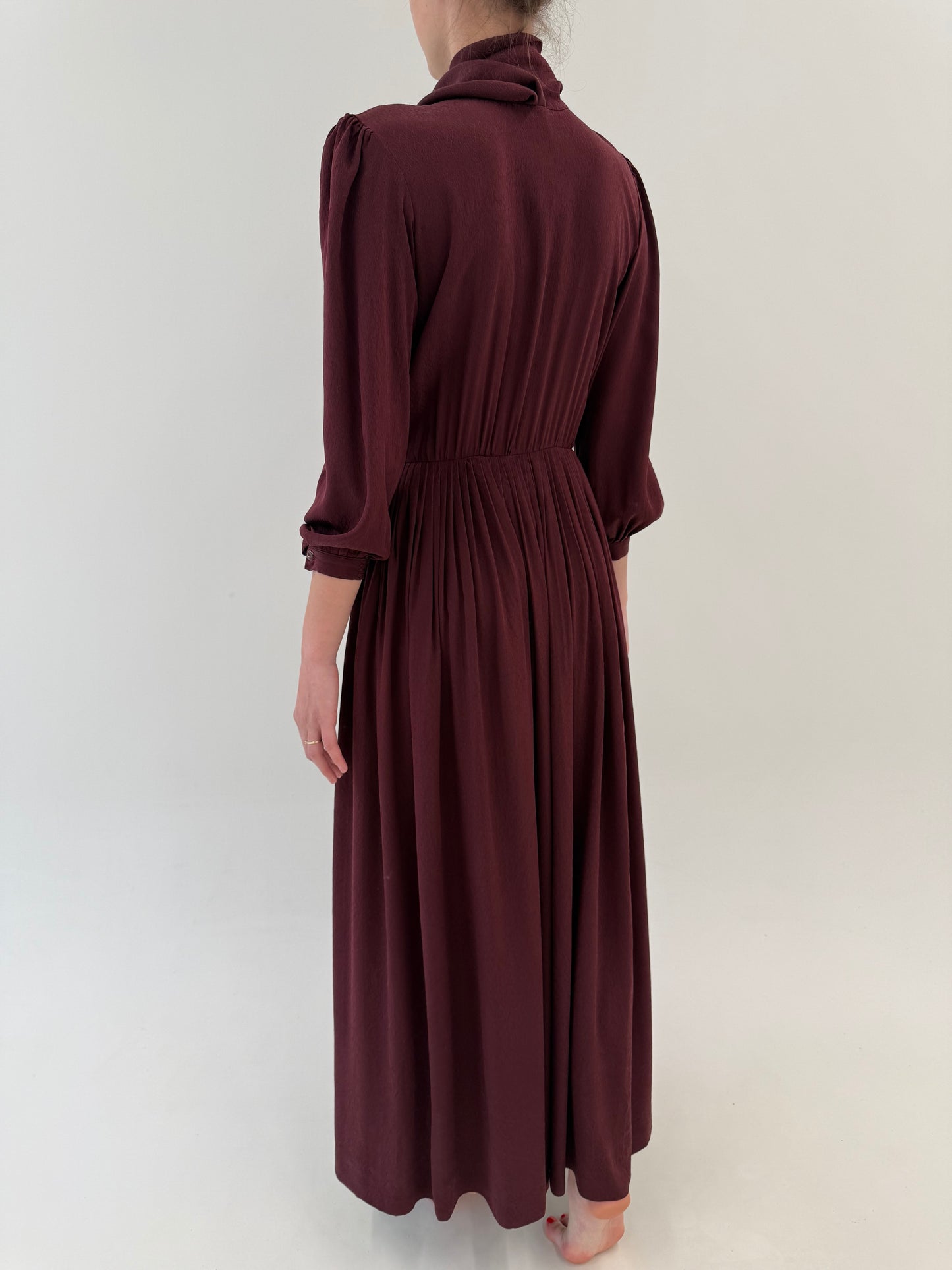 Rochie maxi italiană din mătase naturală excepțională plum