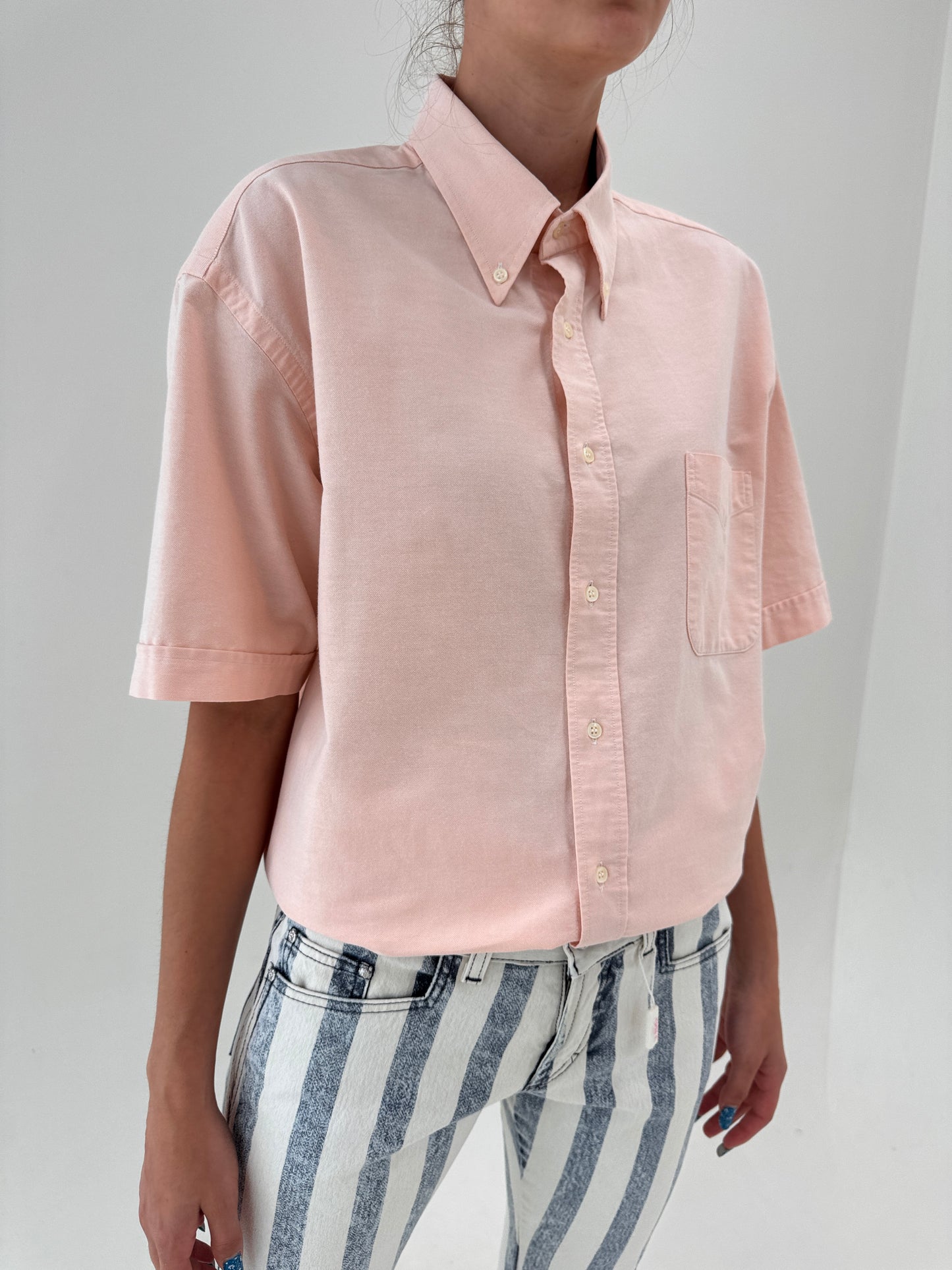 Cămașa Burberry din bumbac Oxford powder Pink casual în croi lejer