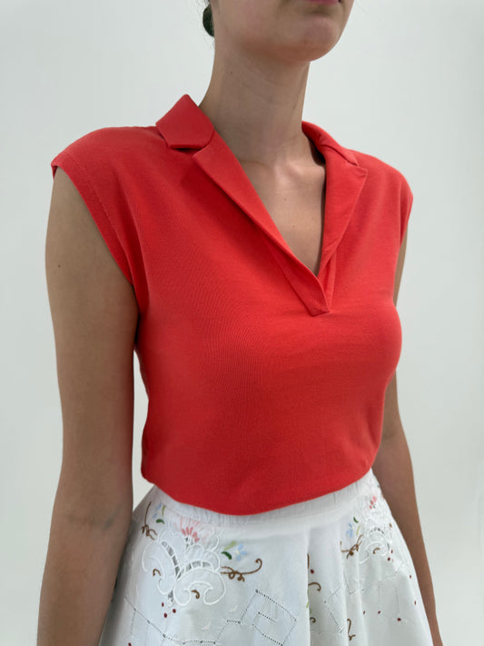 Top polo Fendi coral red din bumbac excepțional