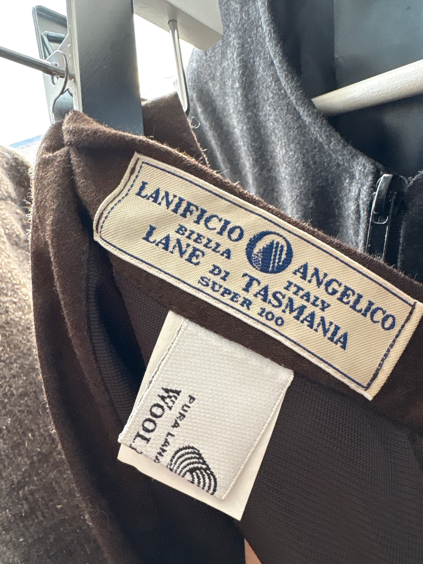 Fustă ultra conică cu talie super înaltă din lana tasmaniana chocolate brown