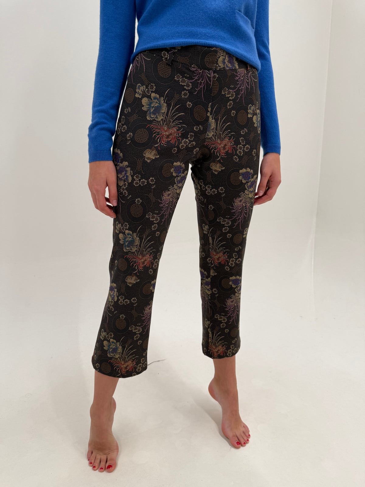 Pantaloni din brocart superb italienești din mix de lana petite de la zi la seară