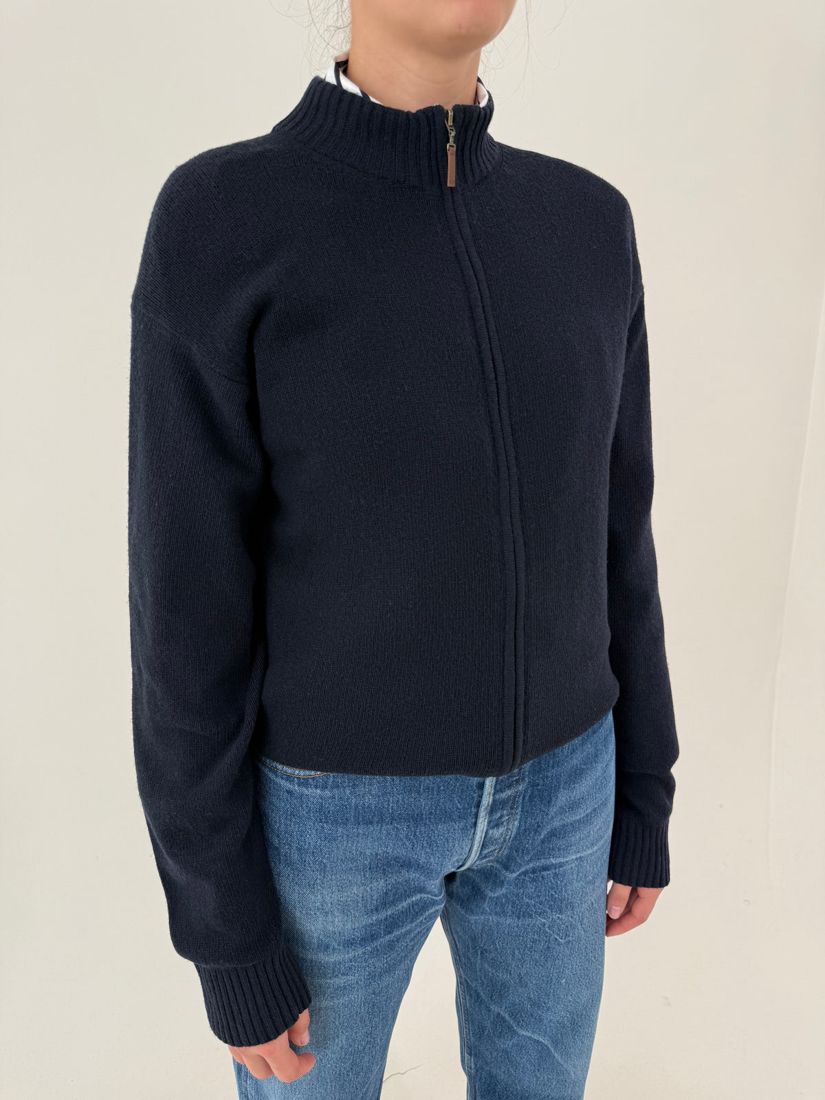 Cardigan / jachetă full zip din tricot excepțional de cașmir cu lana extrafina
