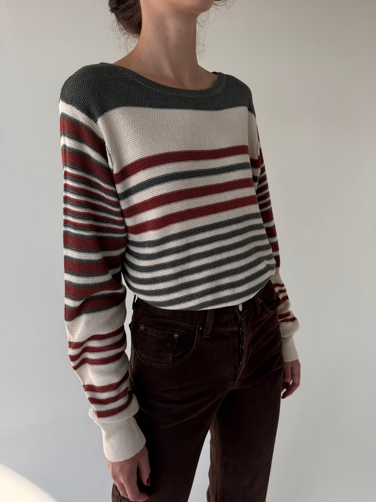 Bluză tall din tricot de in și mătase naturală