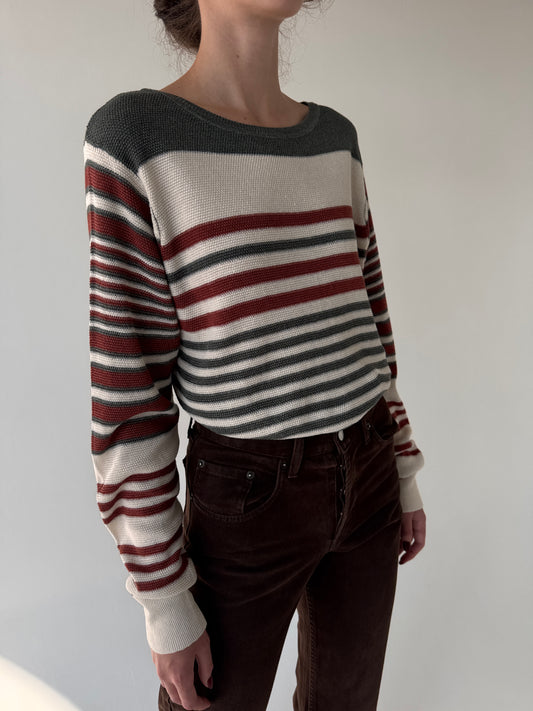 Bluză tall din tricot de in și mătase naturală