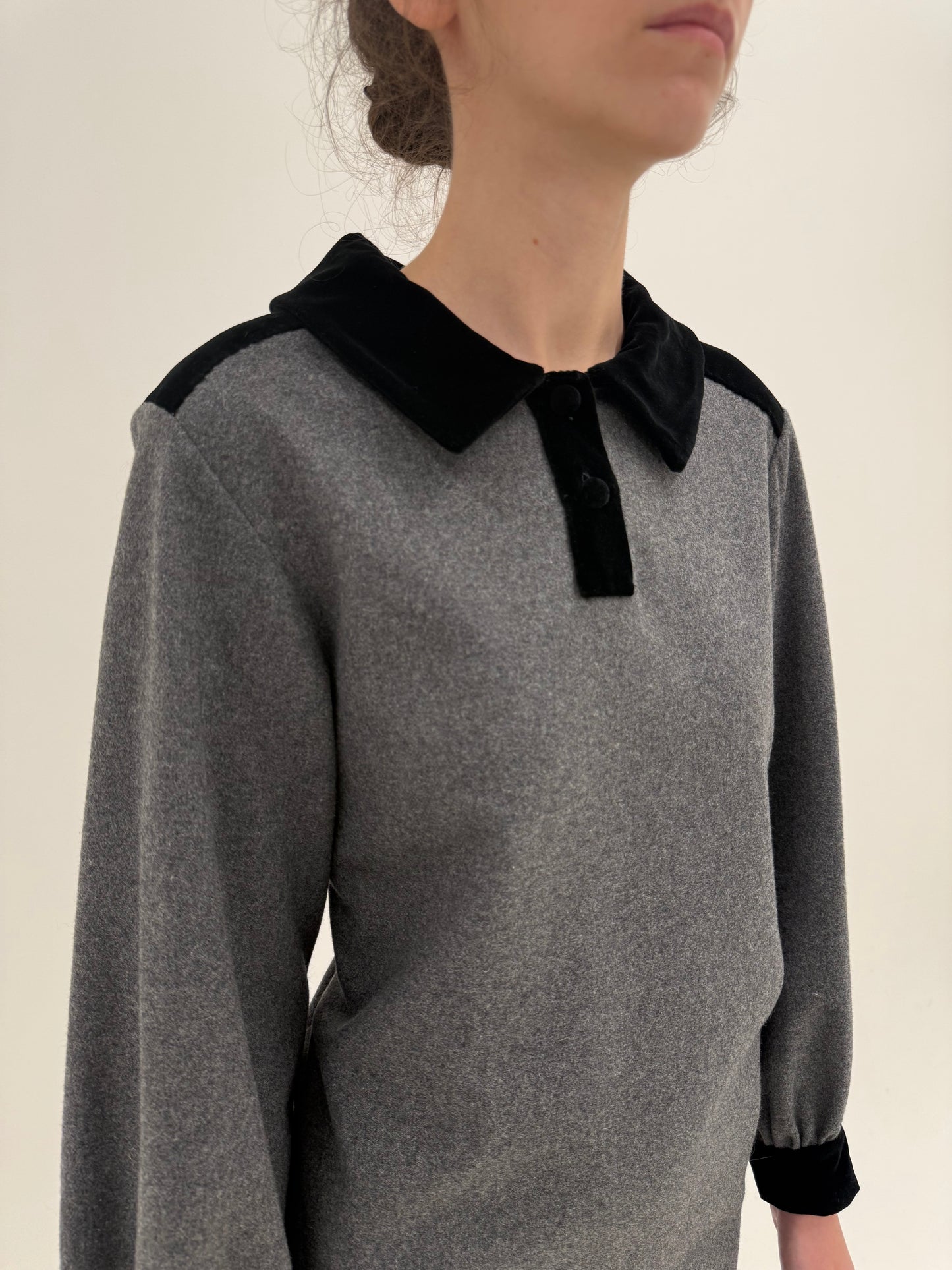 Rochie Old vintage late 70s din flanel de lana extrafina