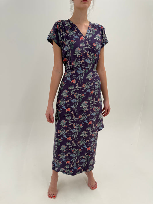 Rochie maxi din mătase mătușă mata cu print floral superb și talie ultra înaltă