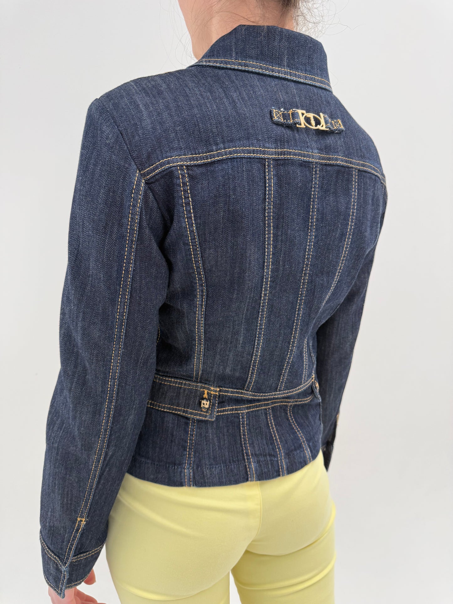 Jacheta luxury Trussardi ultra cambrata din jeans confort în stil Mugler
