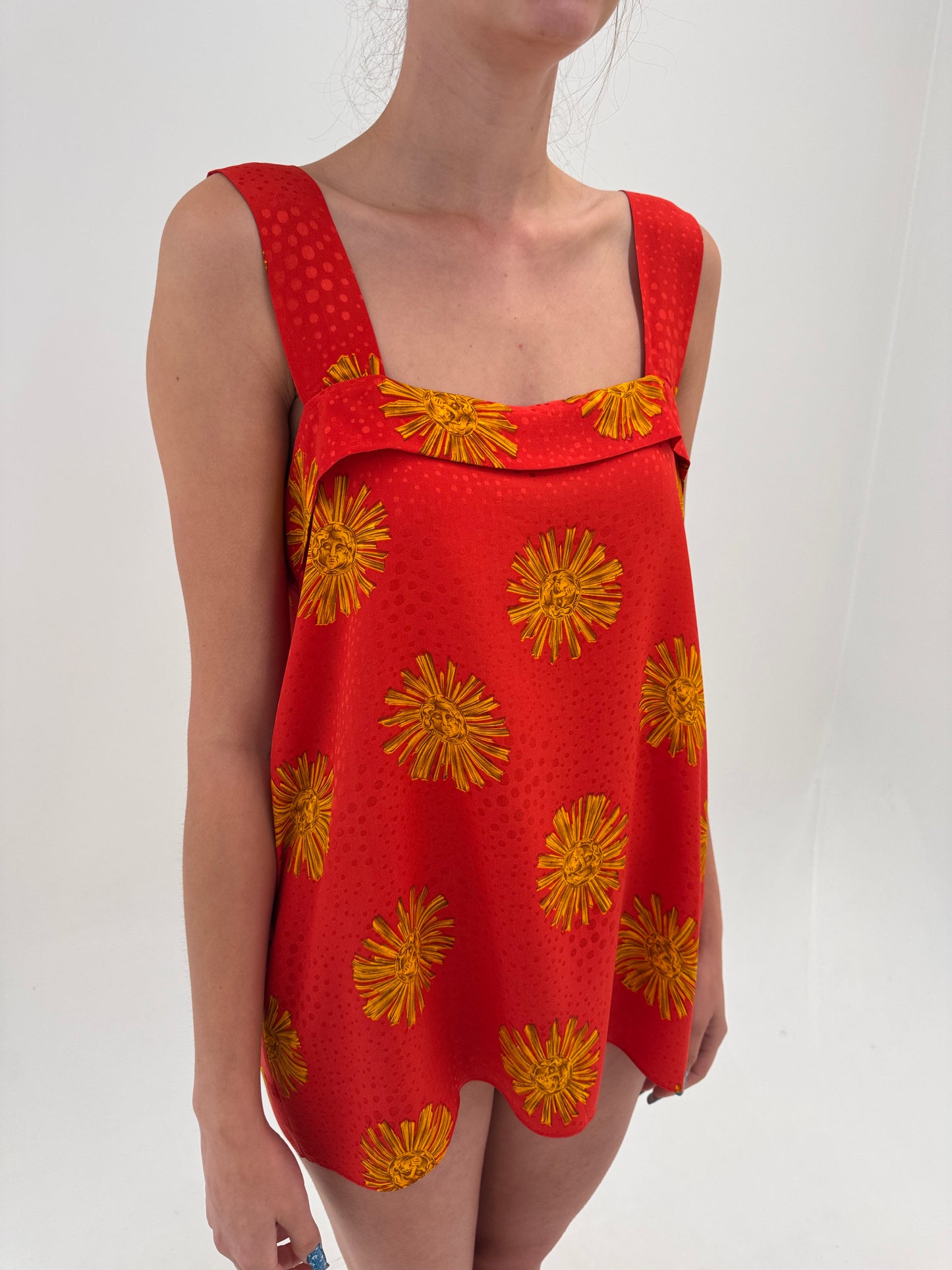 Set din mătase naturală coral red excepțională texturată cu buline
