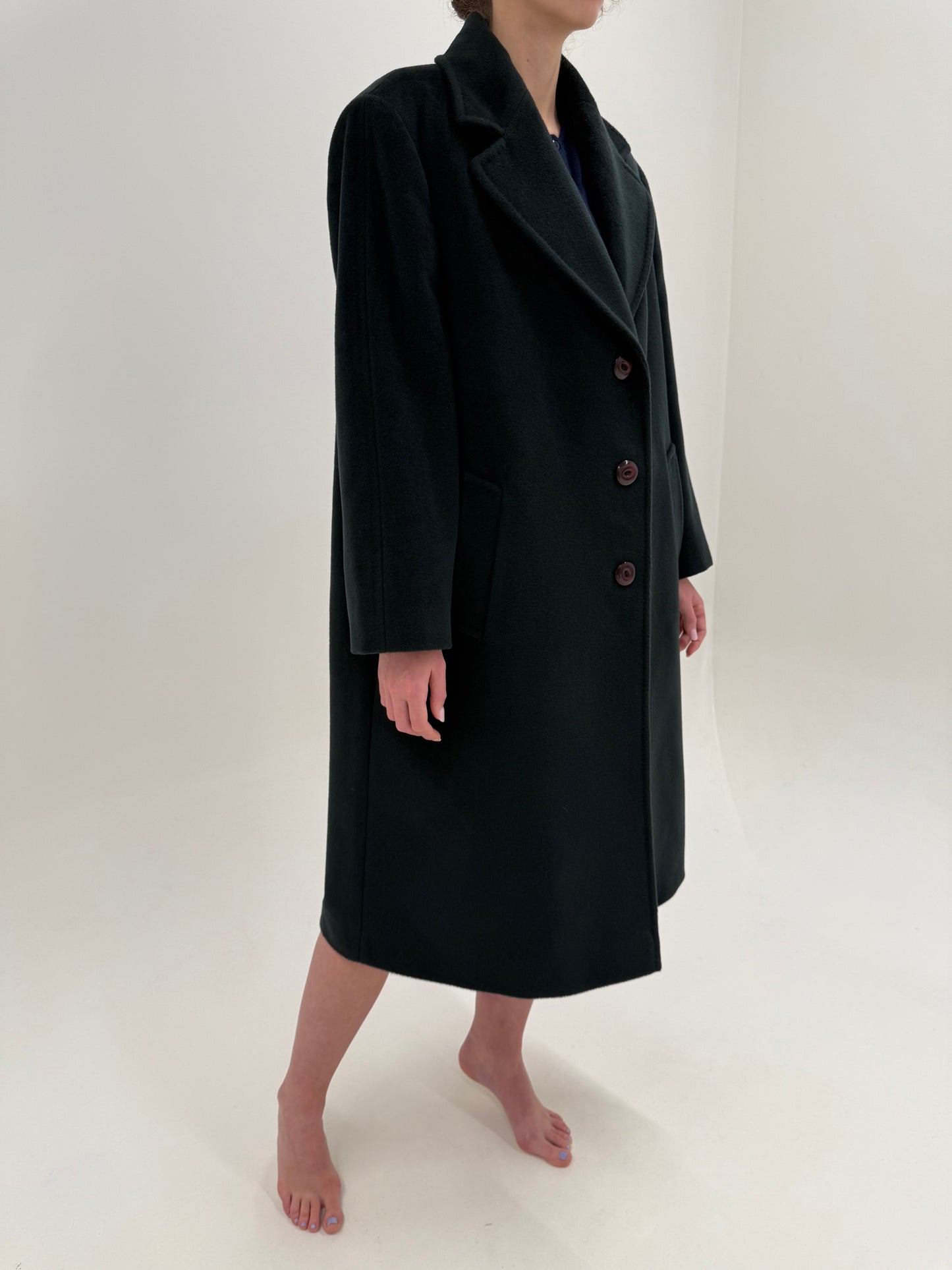 Palton ultra luxury Piacenza din stofă plină extrem de fină de lână forest green