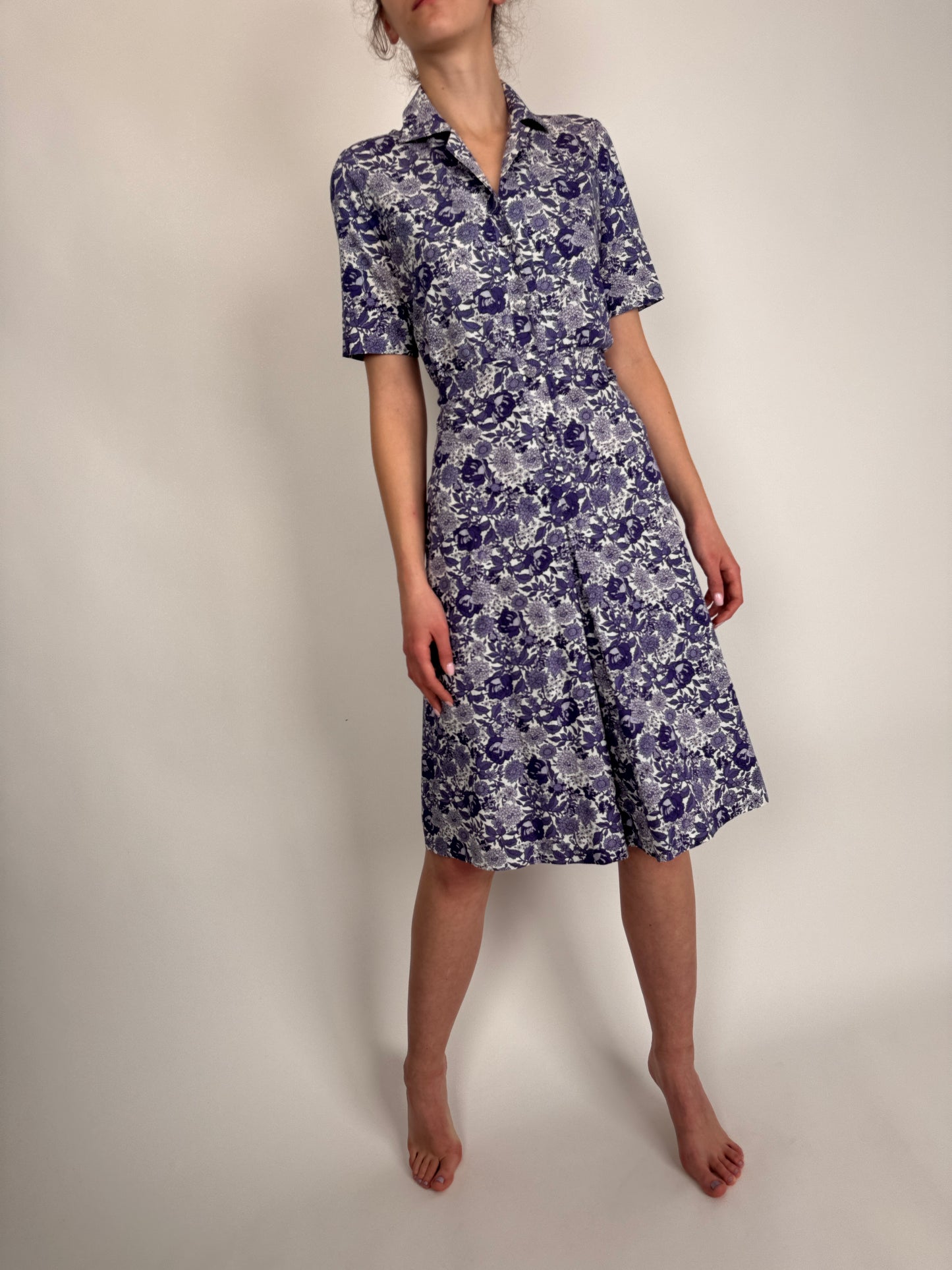Rochie vintage italiană  cu print superb din pânză extrafina